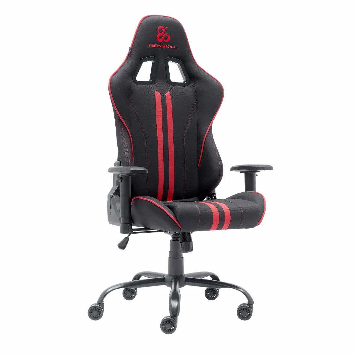 NEWSKILL KitsuneV2 Silla Gaming Ergonómica Respaldo Reclinable 180° Reposabrazos 2D Ajustables Cojines Lumbar Cervical Ruedas XL Silenciosas Tela Transpirable Rojo