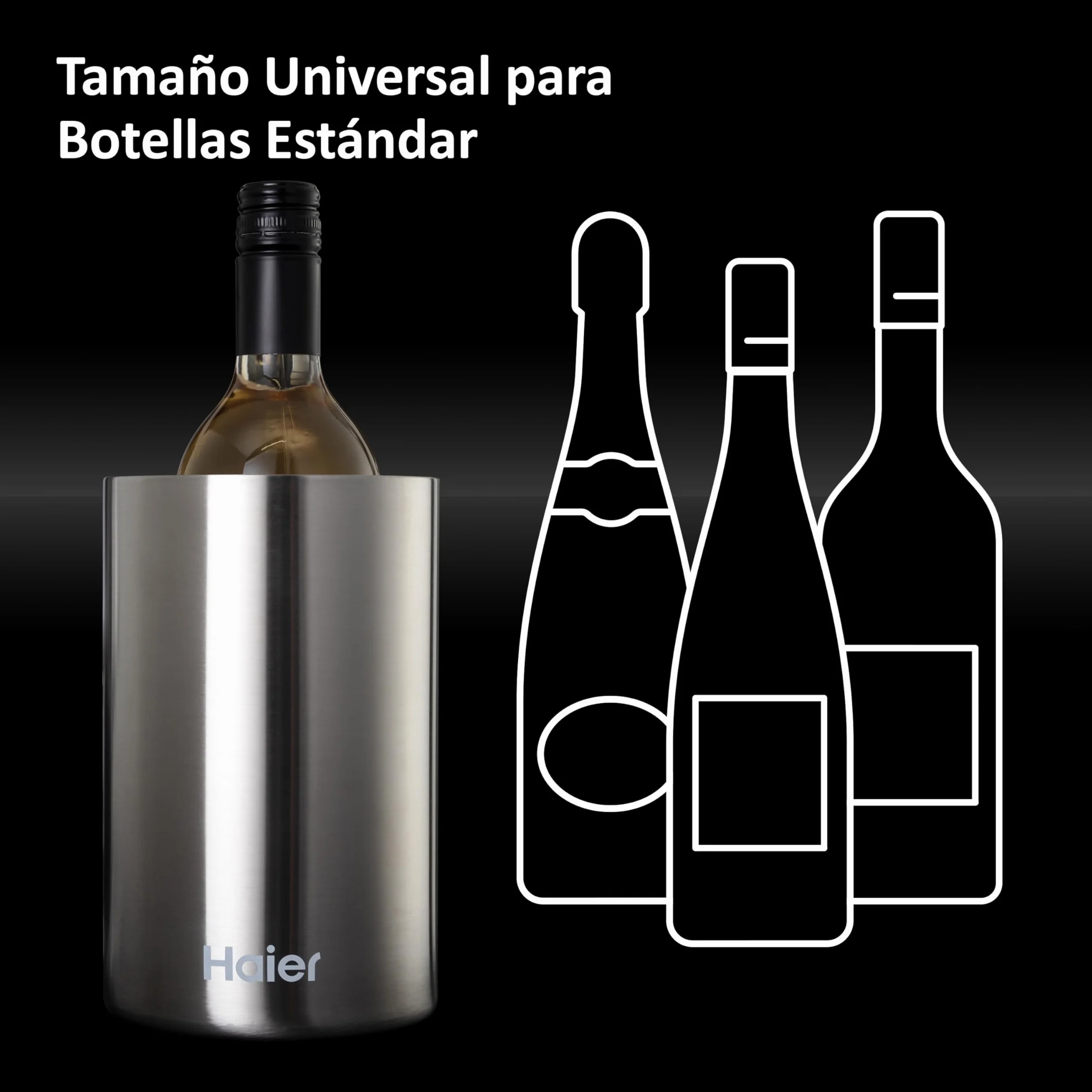 Haier HAWTB01 Enfriador Isotérmico de Mesa para Vino, Diseño con Doble Pared, Accesorio Original Haier, Acero Inoxidable