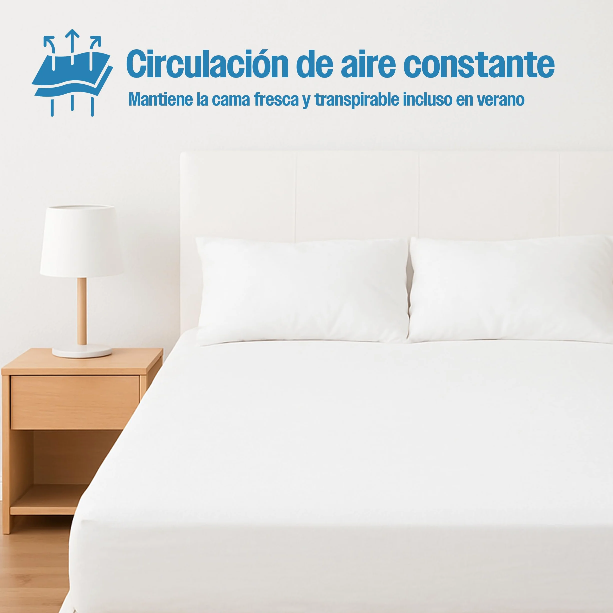 Cubrecolchón de Rizo con Capa Impermeable de TPU, Protector de Colchón Ajustable, Color Blanco, para Camas de 150 x 190/200 cm - 1 Pieza
