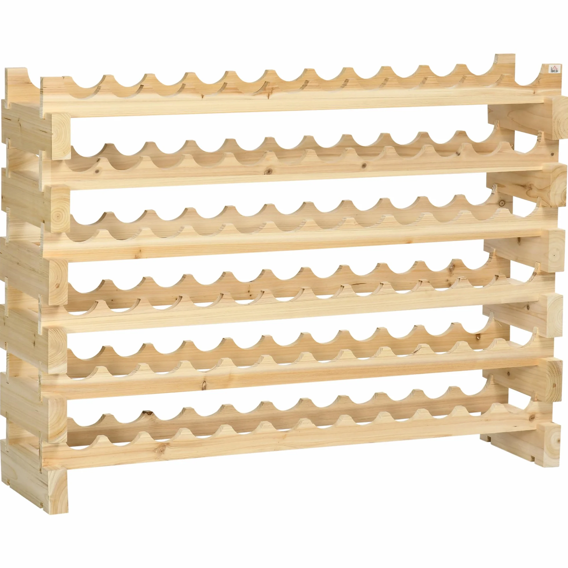 HOMCOM Botellero Vino 72 Botellas de Madera de 6 Niveles Botellero Vertical Carga 100 kg para Cocina Comedor Bar 114x28x85 cm Madera Natural