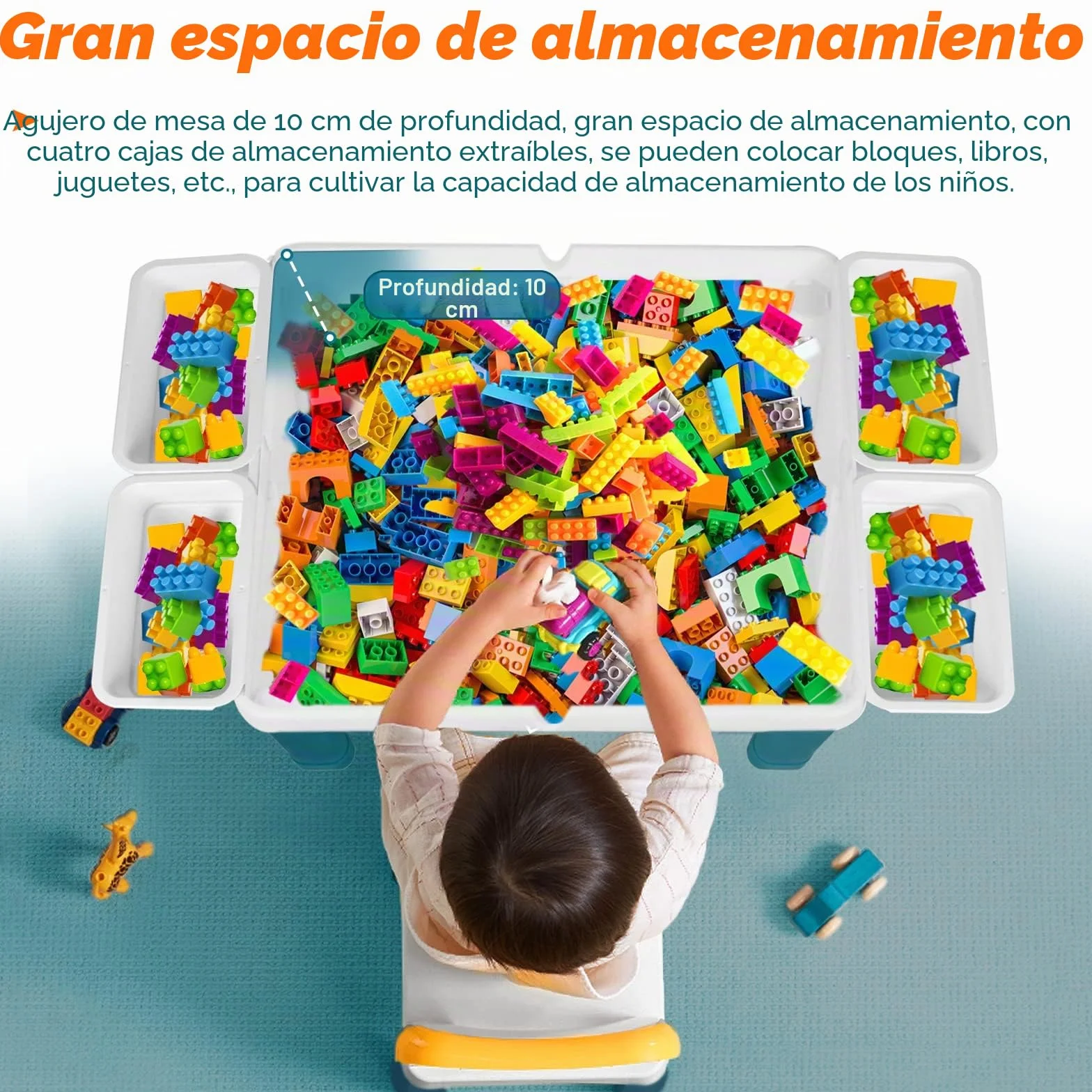 Mesa Infantil con 2 Sillas y 163 Bloques de Construcción - Juego Multifuncional para Niños