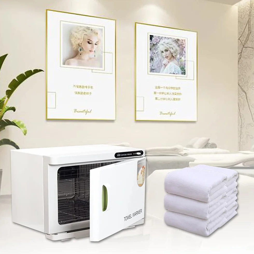 Calentador de toallas y esterilizador UV 2 en 1, calentador de toallas eléctrico de 23 litros, con 2 niveles, ideal para salón, peluquería, hotel y hogar, color blanco