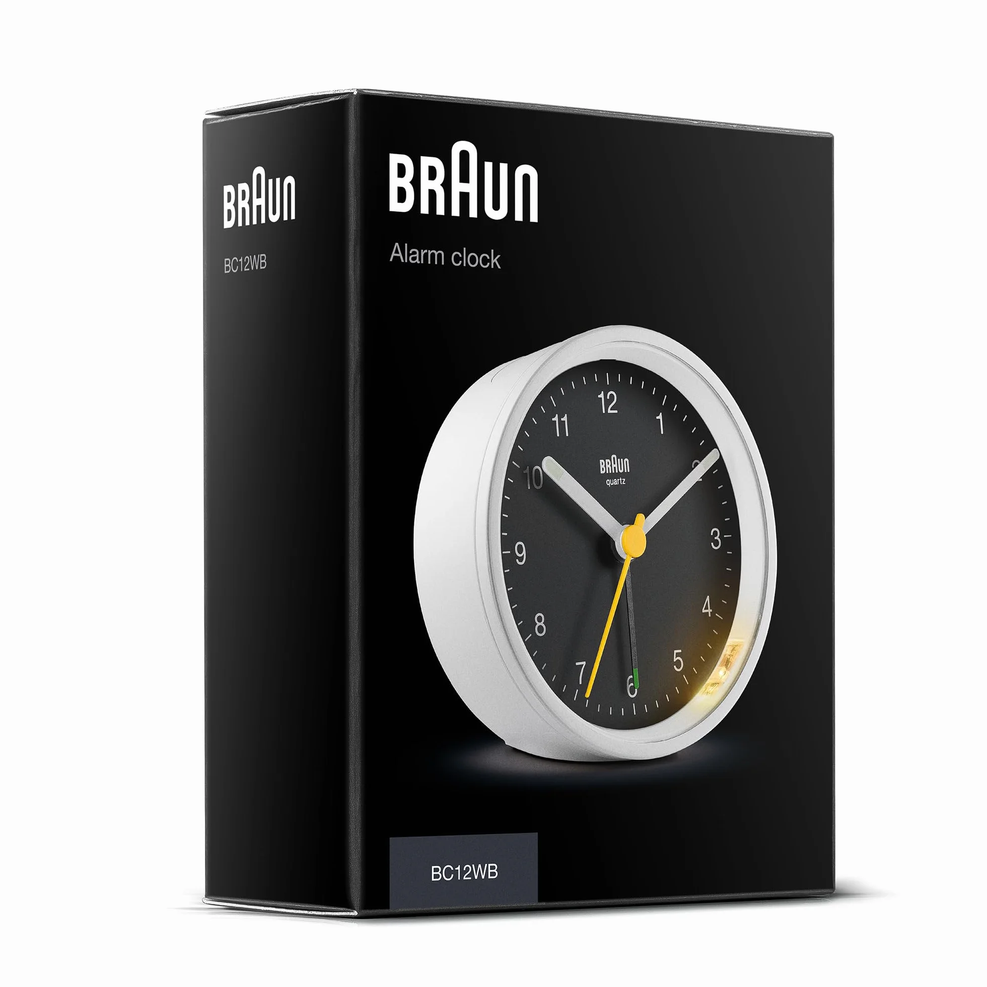 Braun BC12WB Reloj Despertador analógico clásico repetición iluminación Cuarzo silencioso Alarma pitido Crescendo Blanco Negro
