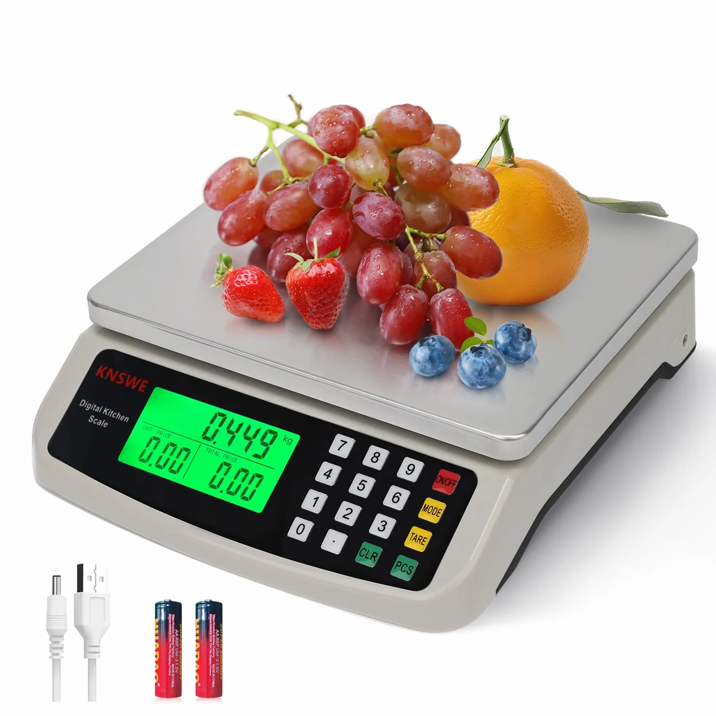 Bascula Grande Peso de Cocina Digital 40kg Acero Inoxidable Balanza Precision 1g Función Tara Conteo Cero Para Hogar y Repostería Electrodomesticos Báscula Kilogramos Libras Onza