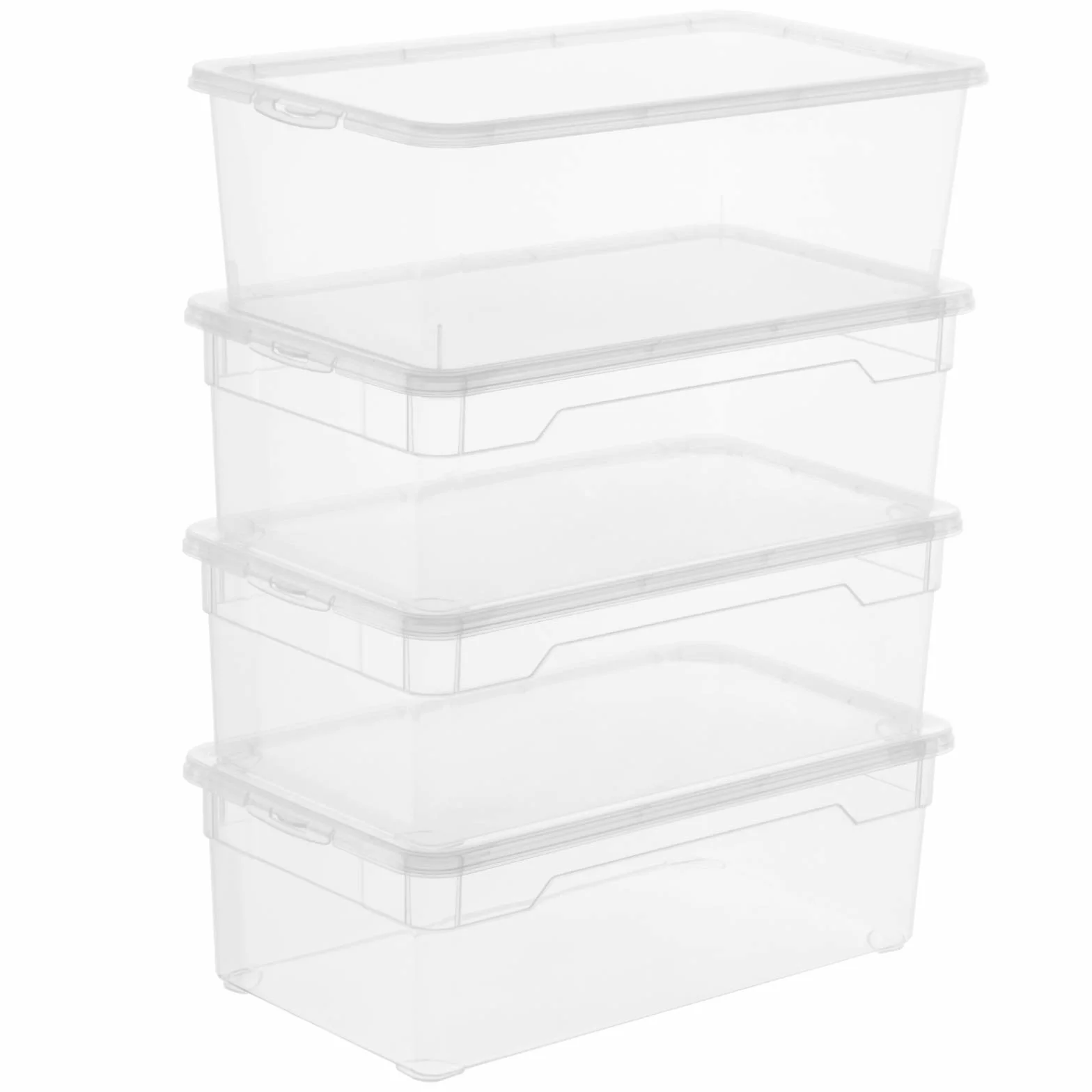 Rotho Clear Juego 4 cajas almacenamiento 5L con tapa Plástico PP sin BPA transparente