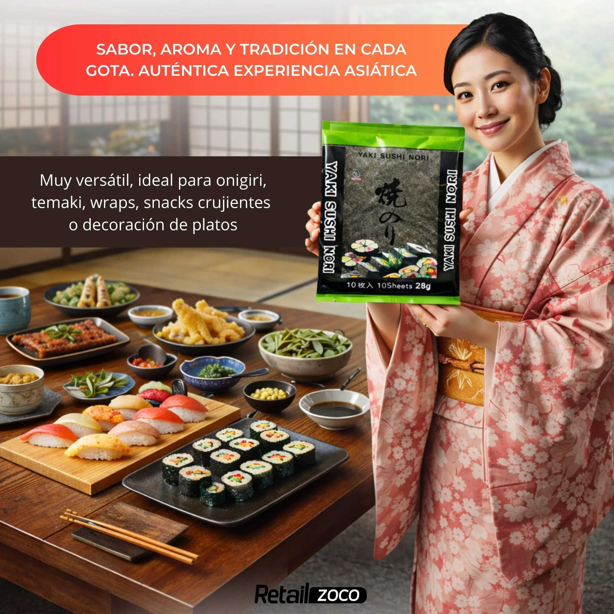 Alga Nori Yakinori Gold 10 hojas 25 g para sushi temaki onigiri