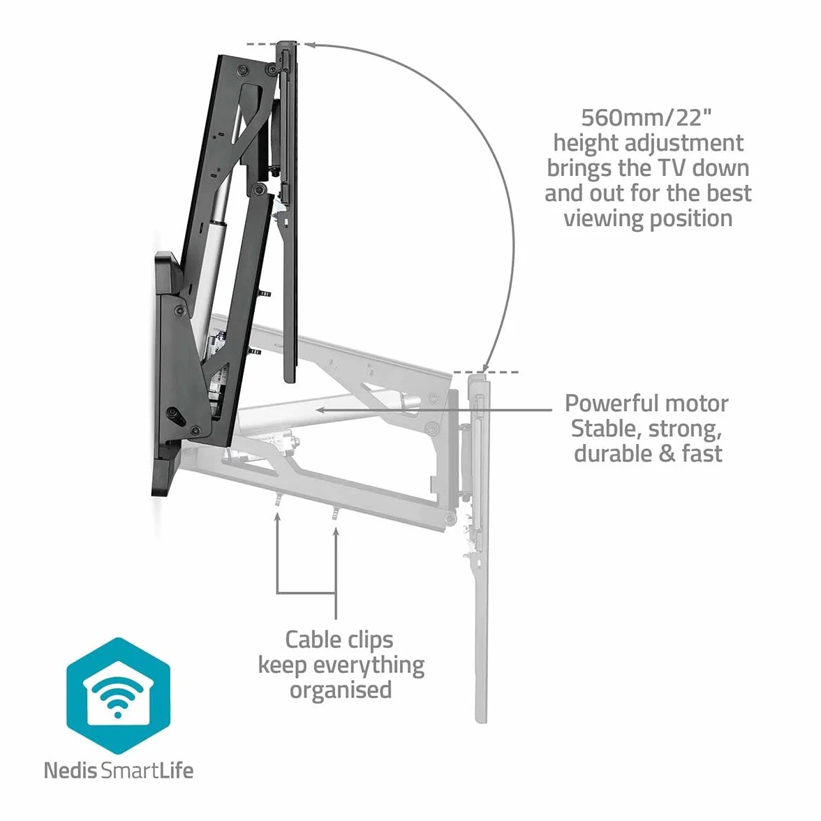 Nedis Motorisierte TV-Wandhalterung 37-75" 35 kg drehbar