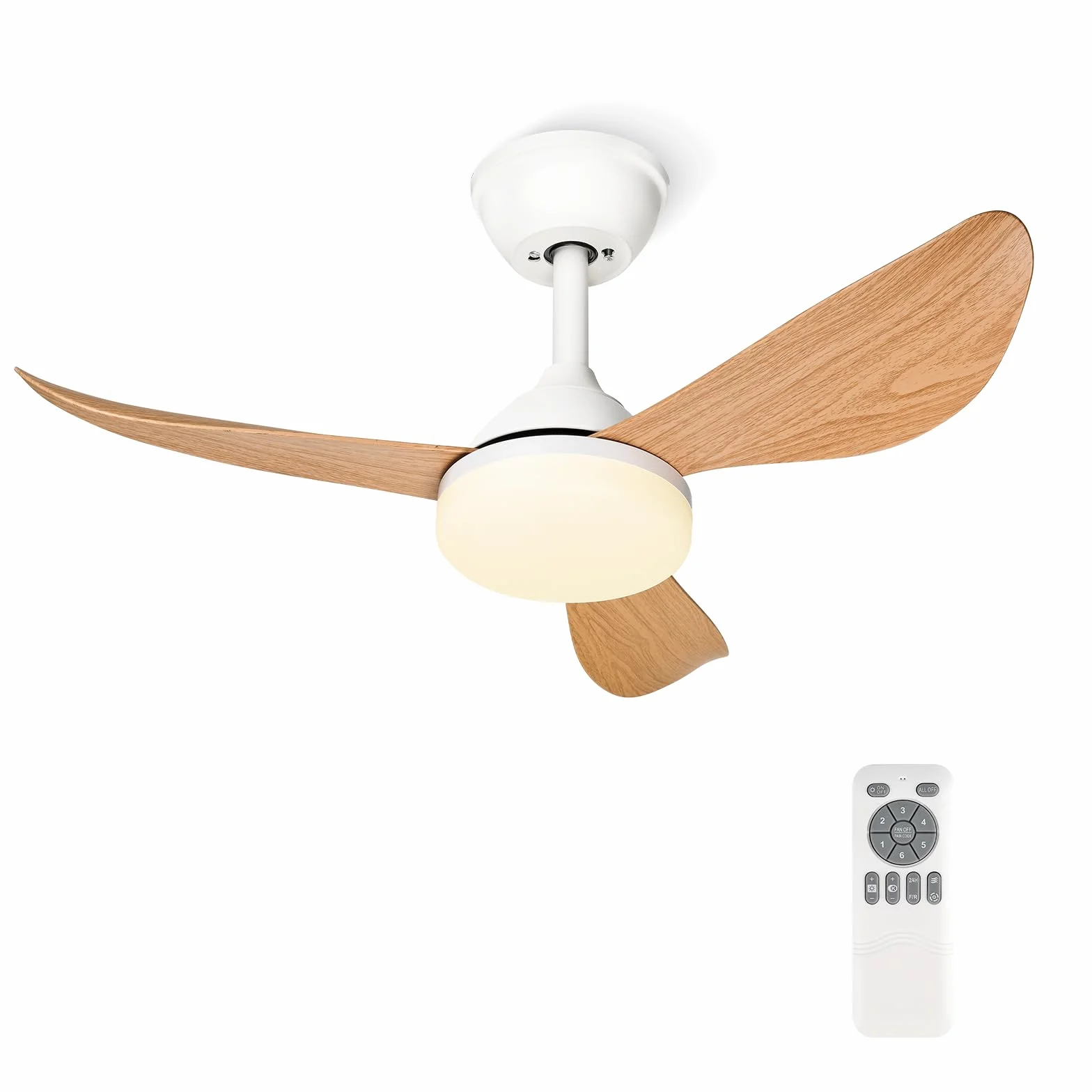 Ventilador De Techo Con Luz Y Mando A Distancia,Diámetro 78 Cm,Palas Efecto Madera,Motor DC Silencioso De 28 W, 6 Velocidades, 3 Temperaturas De Color,Temporizador,Función Verano/Invierno
