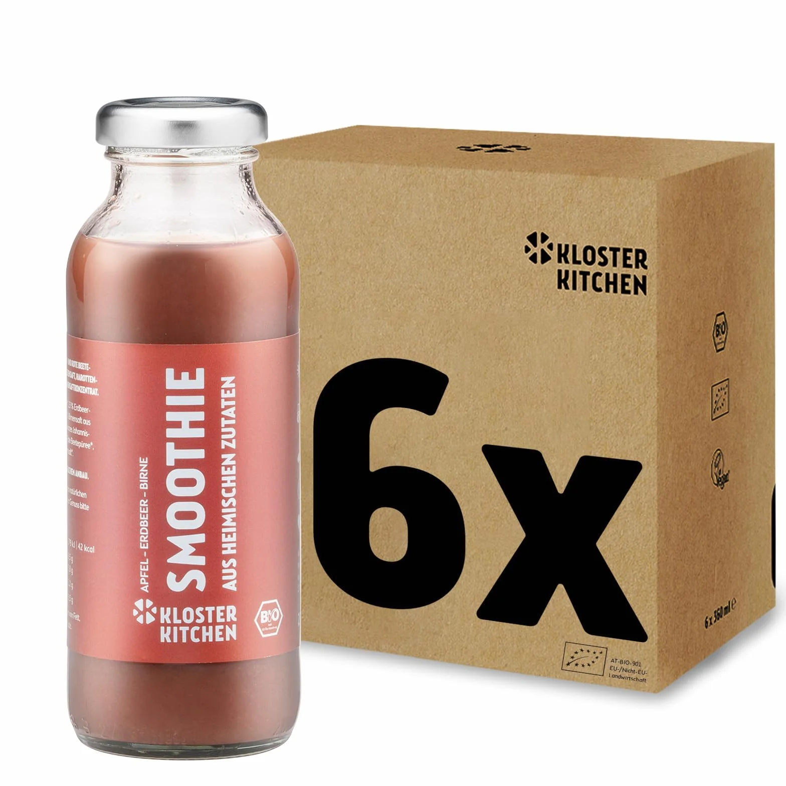 Kloster Kitchen Bio Smoothie de Manzana Roja, Pera y Fresa 6x250 ml