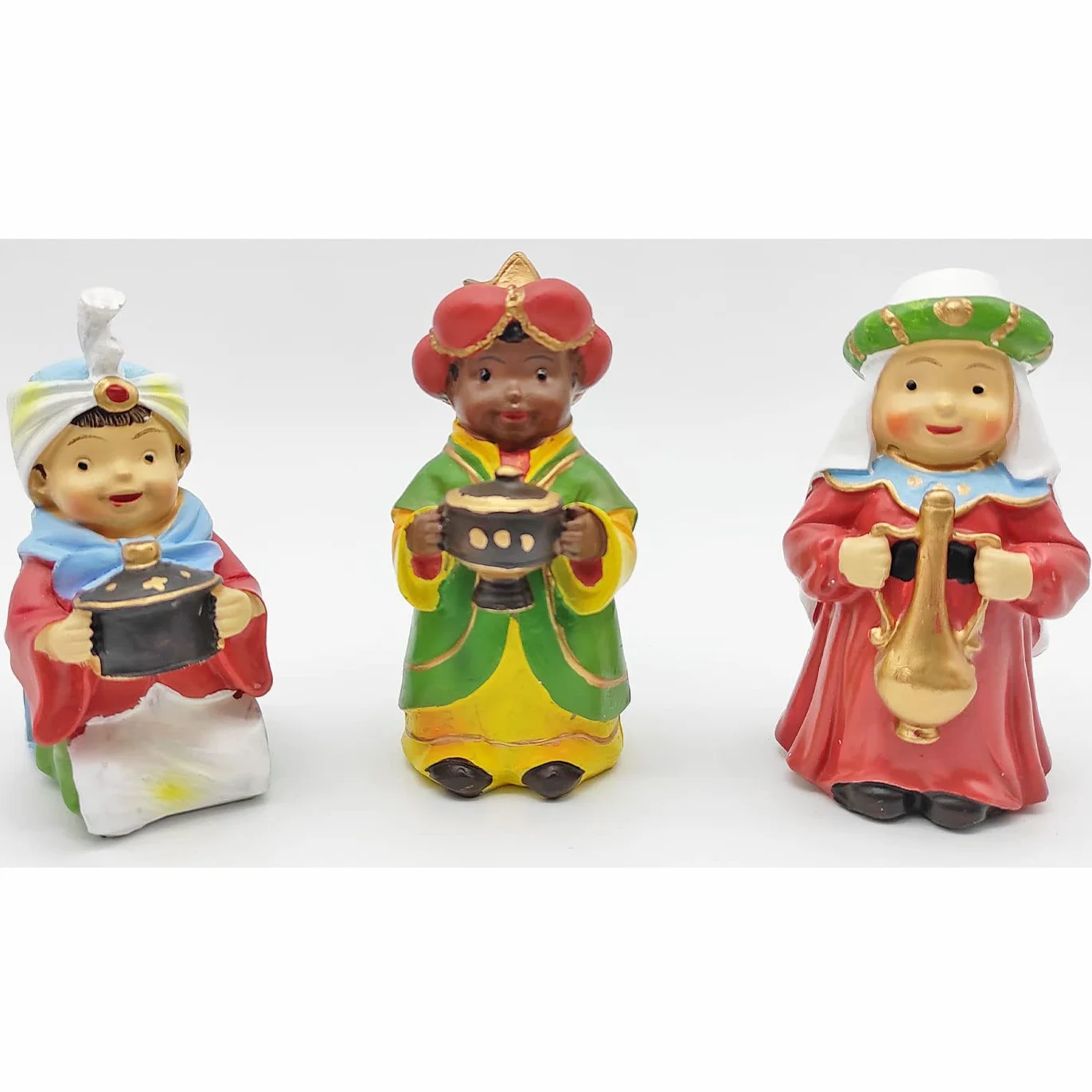 AC - Figuras 3 Reyes Magos Naïf para belén navideño, marmolina, Figuras Decorativas para Nacimiento, Pesebre, Navidad, Adorno Tradicional, 9 cm