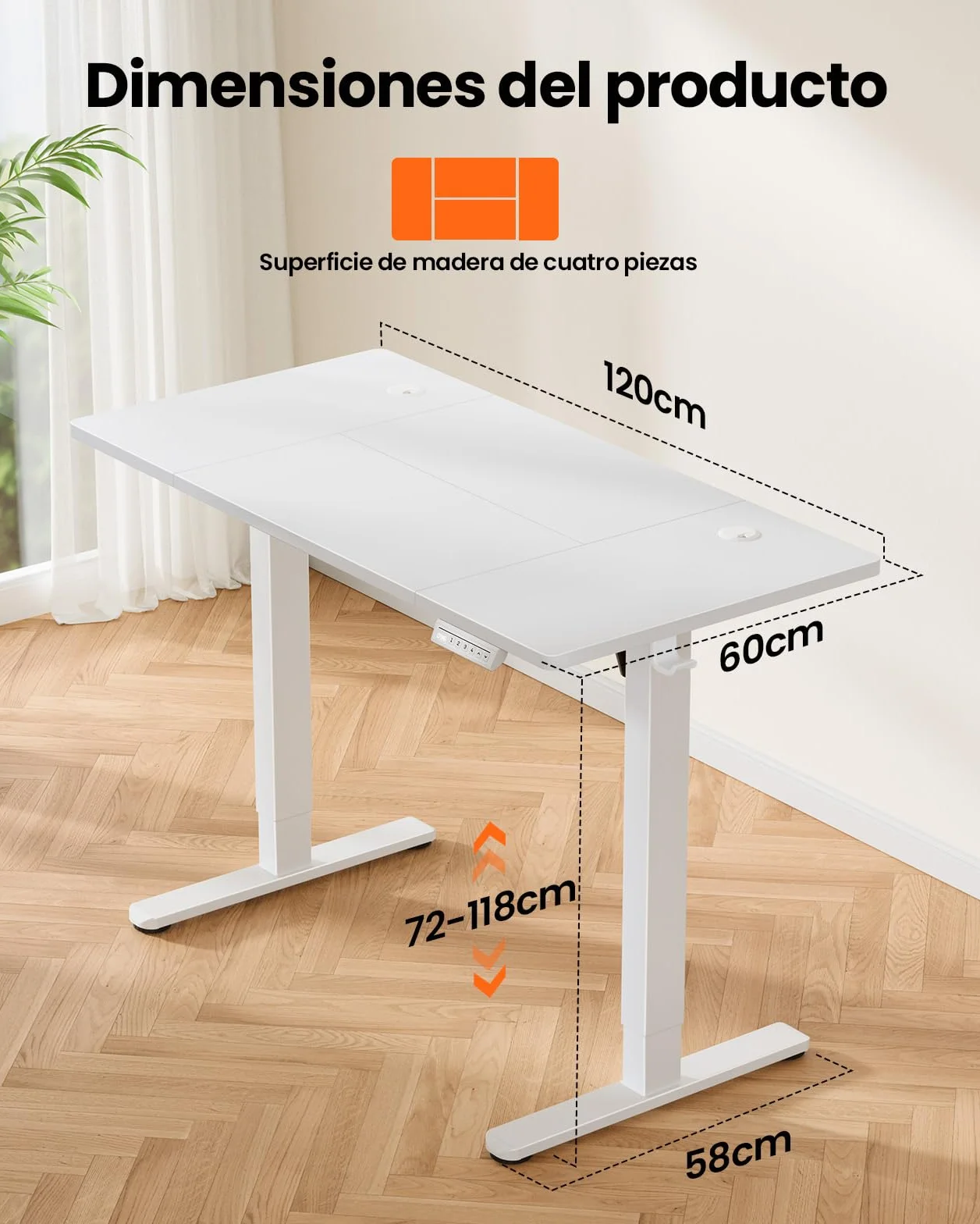 ErGear Escritorio Elevable Eléctrico 120x60 cm Mesa de Trabajo Ajustable en Altura