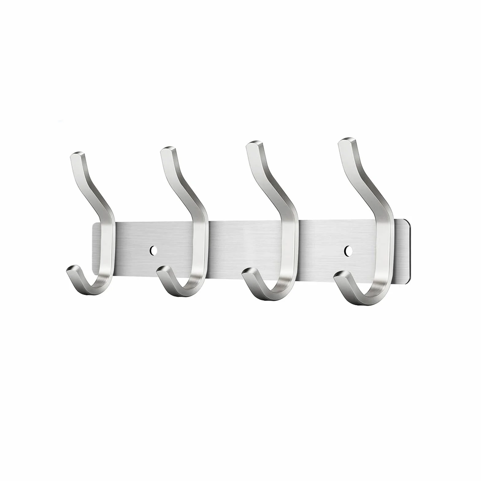 Percheros Pared con 4 ganchos, Ganchos Perchas de Montaje en Pared Acero inoxidable Colgadores Ganchos Perchero para Entrada, Cocina, Baño (4 Ganchos, Plata)