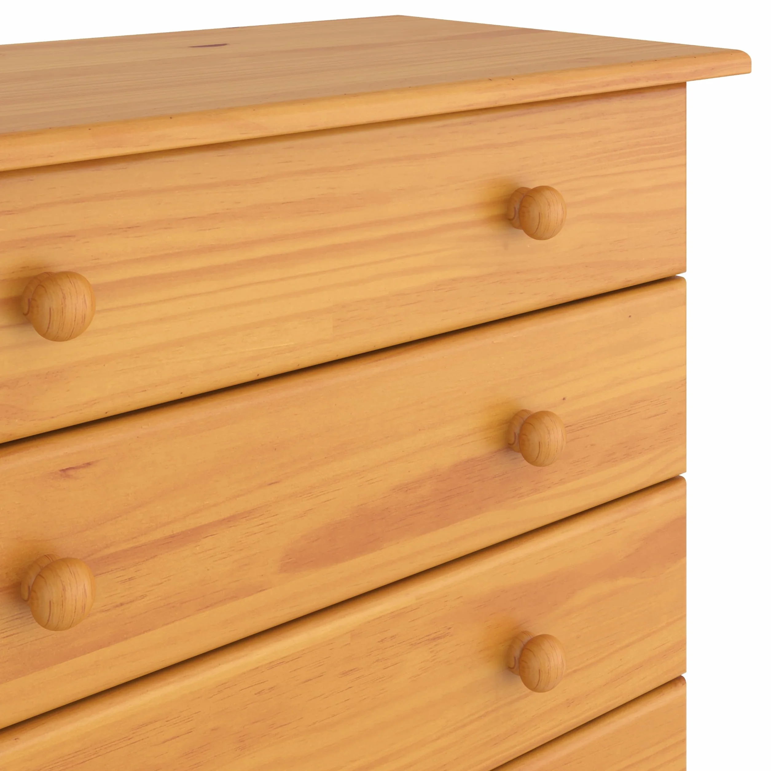 Moblit Comoda de Cinco Cajones Realizada en Madera de Pino Color Miel Serie Canet Medidas (81x78x39) cm. (Alto-Ancho-Fondo)