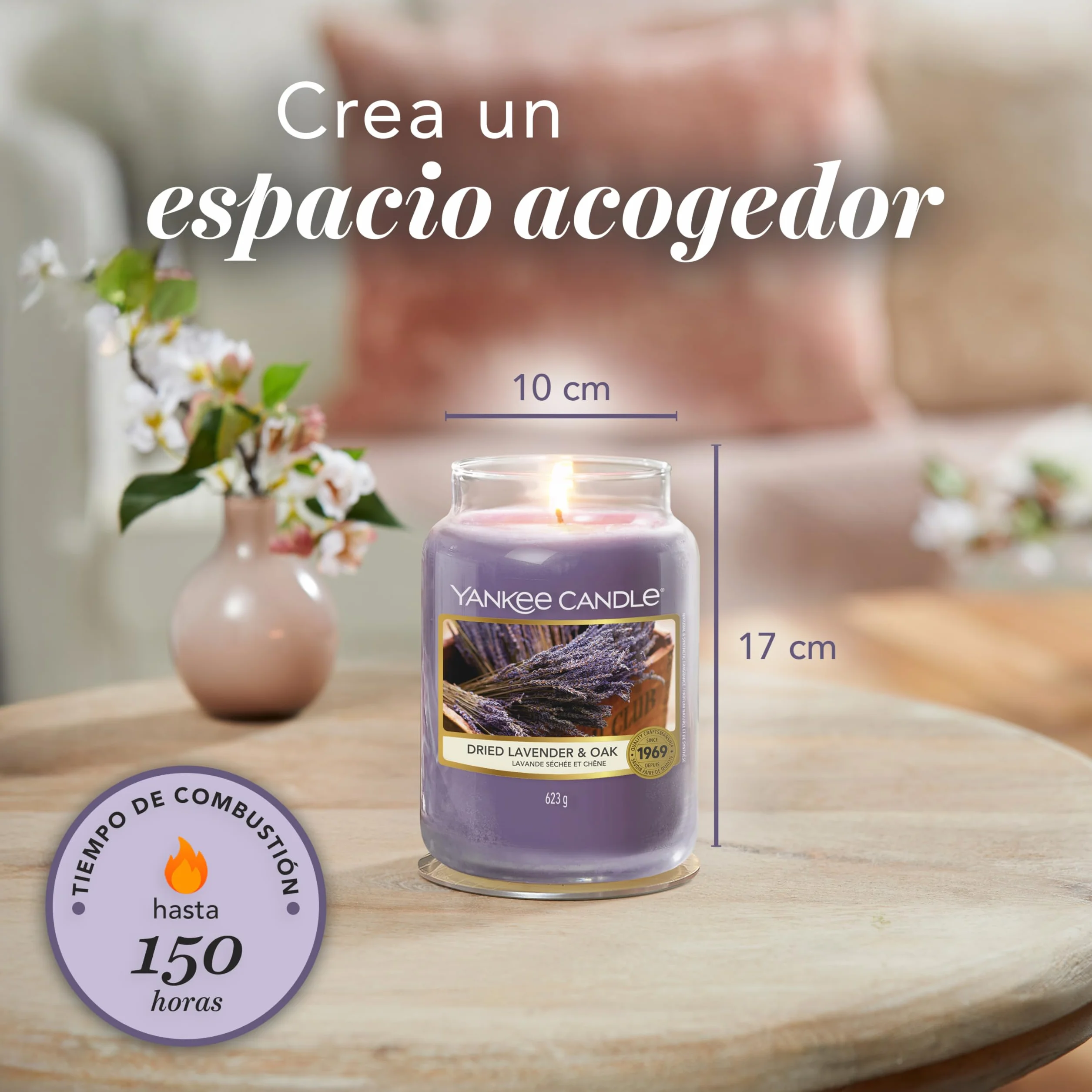 Yankee Candle Vela aromática tarro grande Dried Lavender & Oak 150 horas Regalos para mujeres