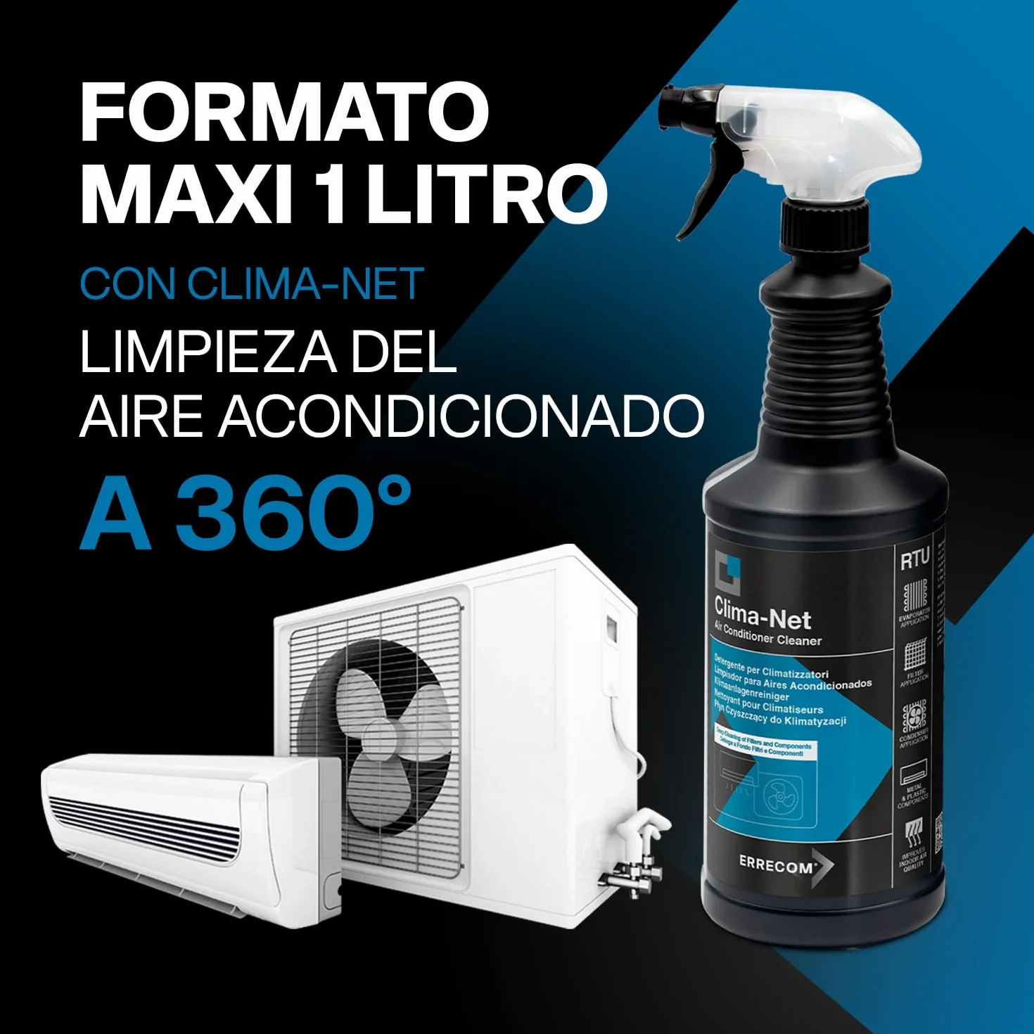 Errecom Clima-Net Detergente para Aires Acondicionados 1 Litro Maxi