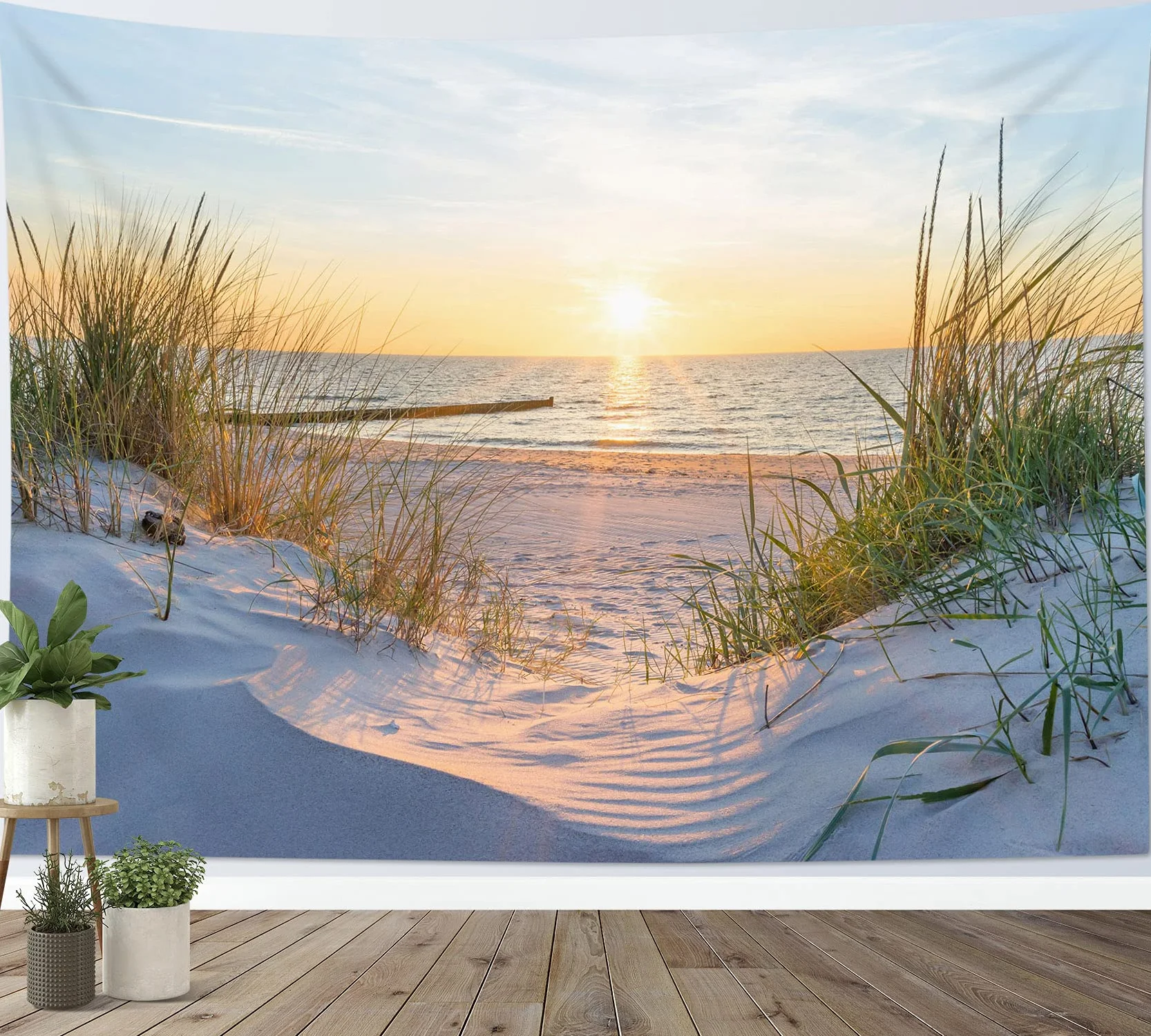 LB Tapiz de Pared Naturaleza Colgar de Pared Puesta de sol en el mar Tela Pared Paisaje de verano Tapices para Sala Dormitorio Decoración Pared,235x180cm