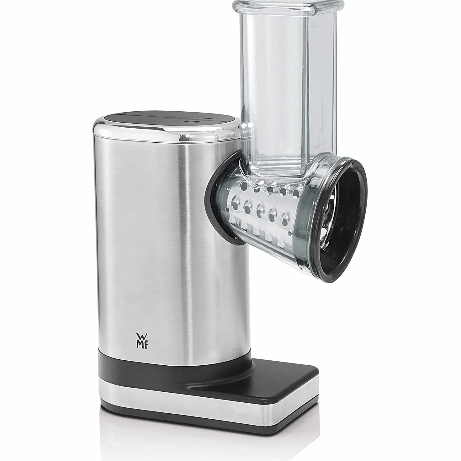 WMF Kitchenminis - Rallador Eléctrico con Accesorios Salad-To-Go, 150 W, Cromargan, 2 Velocidades, Negro/Plateado