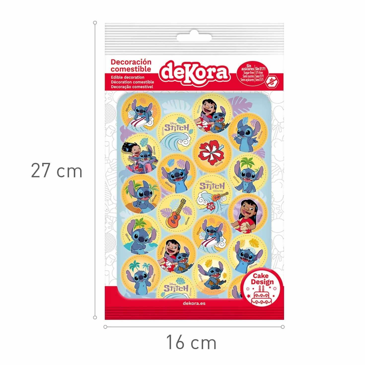 Mini Discos de Stitch 3,4 cm - Decoración para Repostería de Cumpleaños Infantiles - Papel Comestible Sin Gluten ni Lactosa