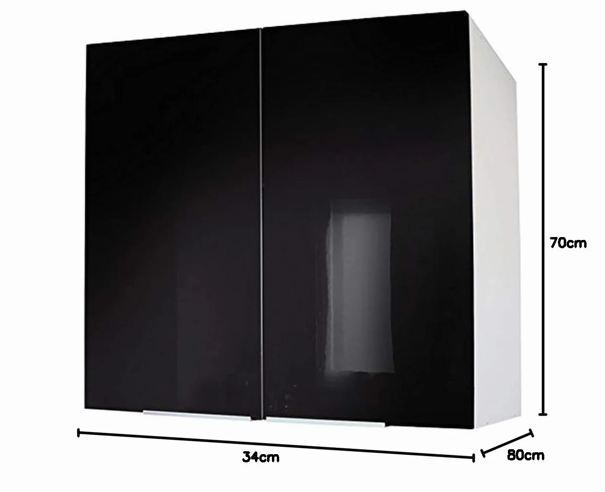 CABINET CP8HN - Mueble de cocina con dos puertas (80 cm), color negro luciente