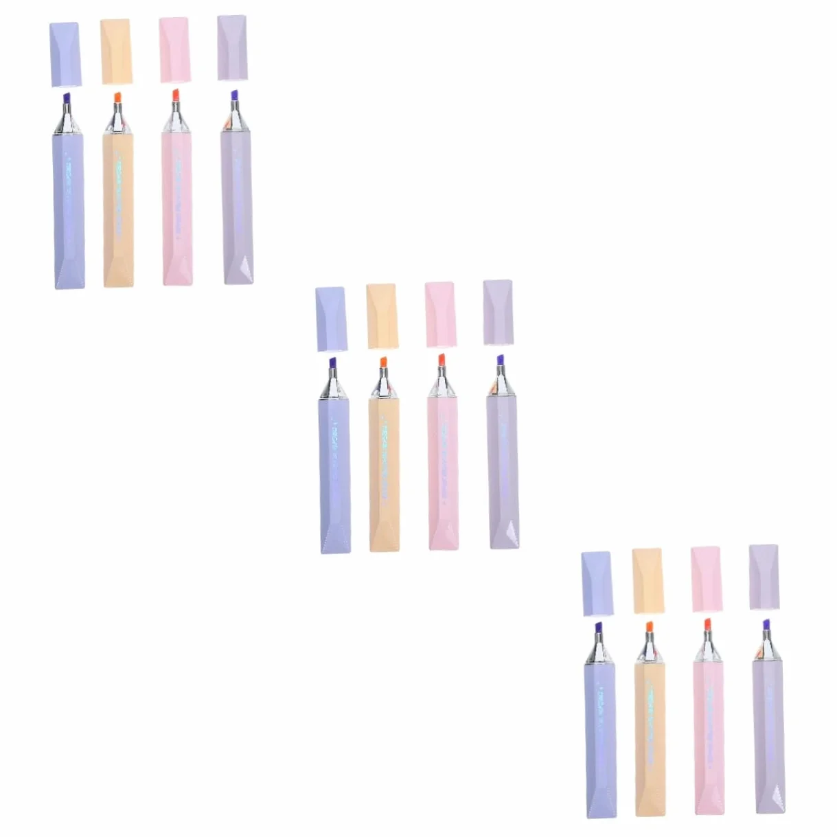 HOMSFOU 3 Series Resaltador De Punta Marcadores De Libros Para Colorear Escuela Adulto Rotuladores Resaltadores Pluma De Marca De Oficina El Plastico 4 Piezas X 3
