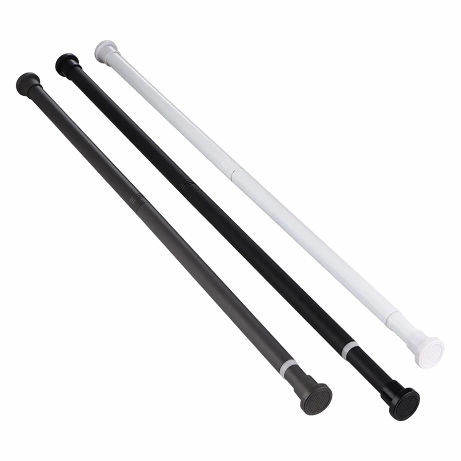 Barra de cortina ducha ajustable acero inoxidable, tendedero telescópico sin taladros Para Armarios, Guardarropas(White80-105CM)