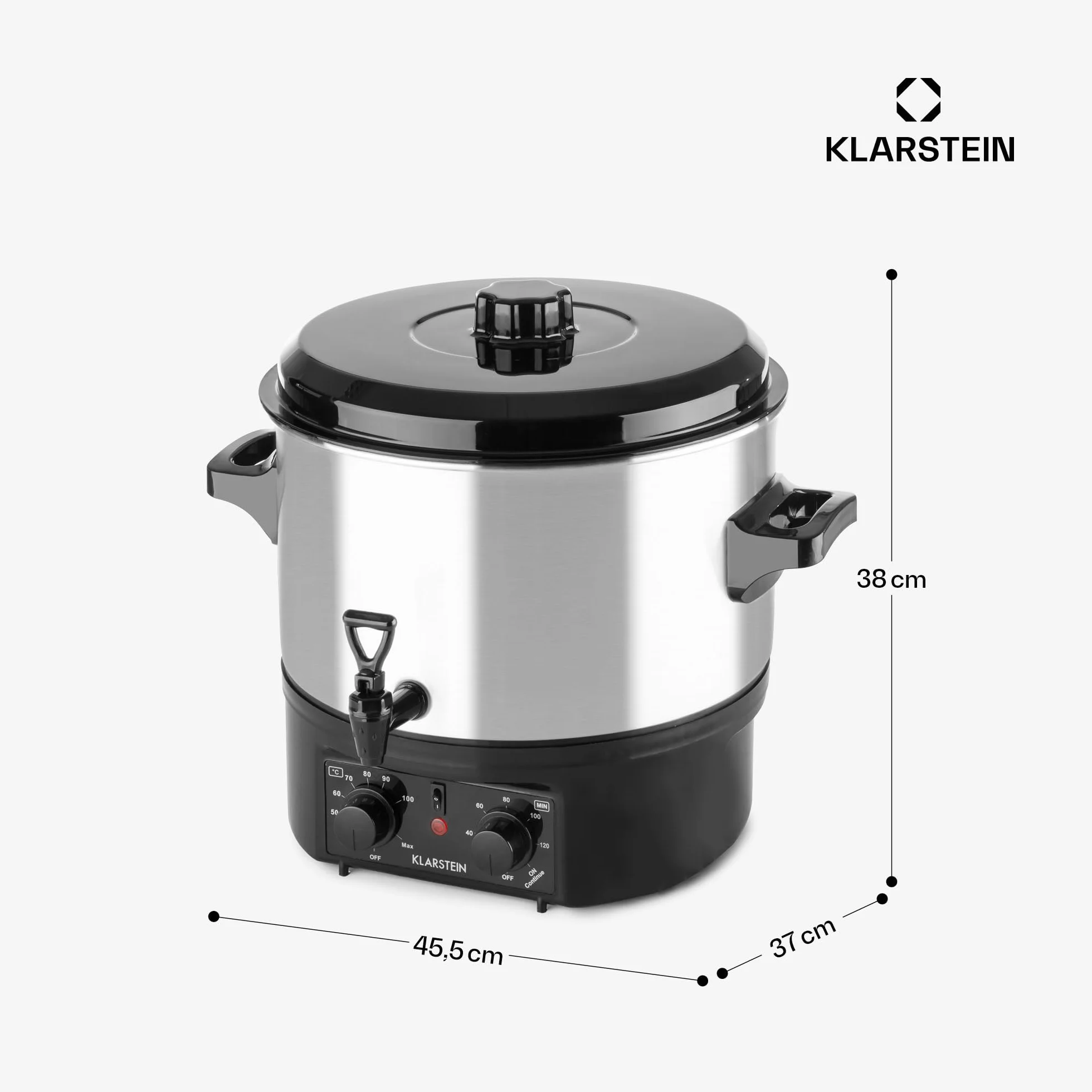 Klarstein Biggie Olla eléctrica pasteurizadora 2000 W 30-100°C 120 min Acero inoxidable 16 L Plateado