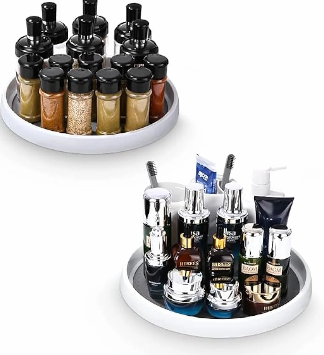 2PCS Organizador Cocina, Especieros para Cocina, Especiero Giratorio, Organizador Especias, Bandeja Giratoria, Giratorio para condimentos para Botellas, Frutas, Cosmético, Armario, Despensa(30cm)