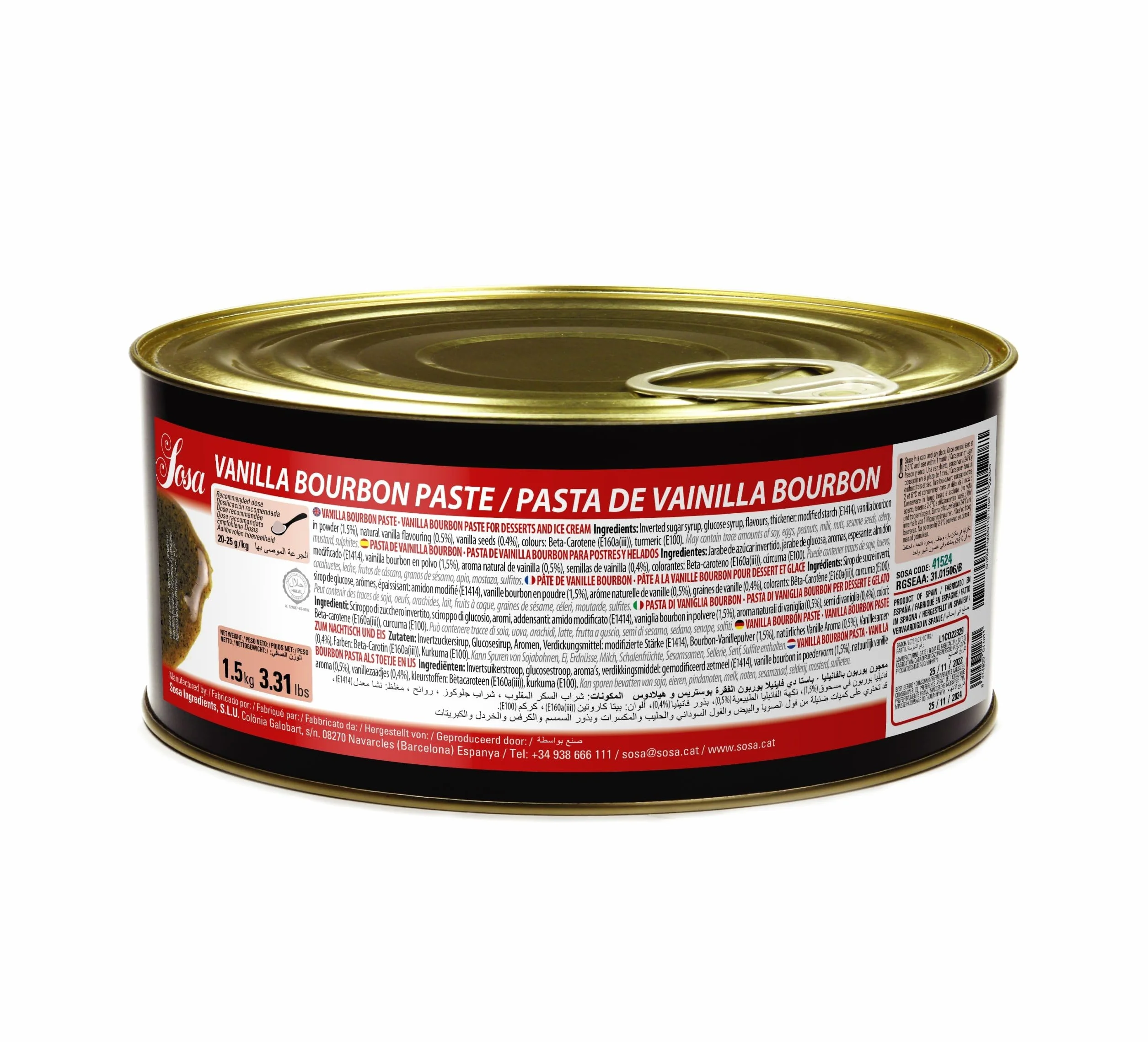 SOSA Pasta concentrada de Vainilla bourbon 1.5kg