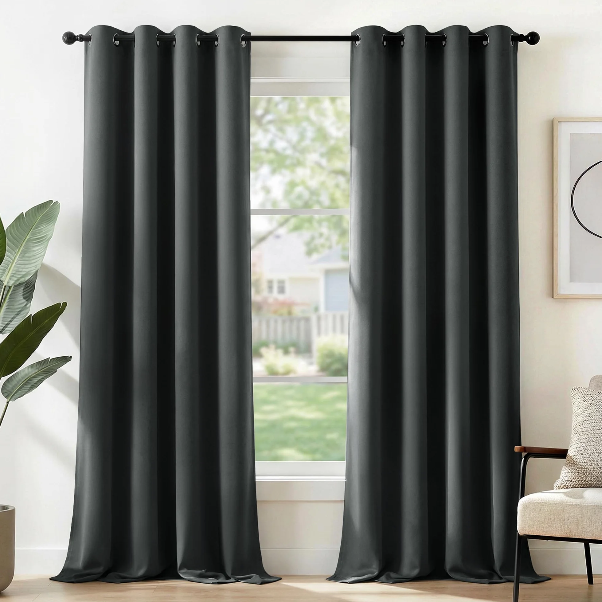 Deconovo Cortinas Opacas Térmicas 2 Piezas 135x240 cm Gris Oscuro