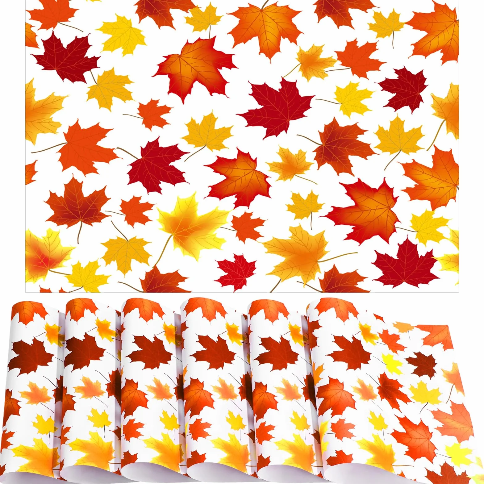 Paquete de 100 manteles individuales de papel de hoja de arce para mesa de comedor, hojas de cosecha, manteles desechables decorativos de otoño para suministros de fiesta de Acción de