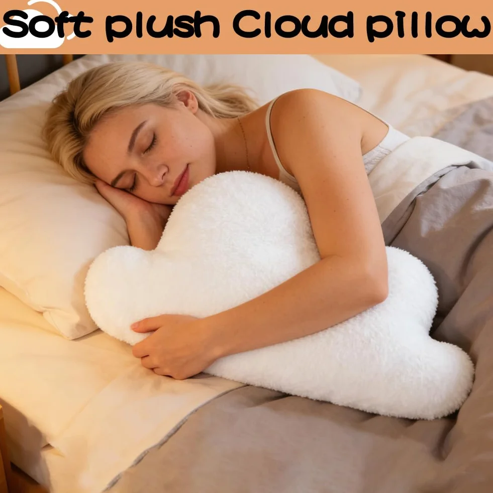RANJIMA Cojín de peluche nube decorativo blanco para sofá cama