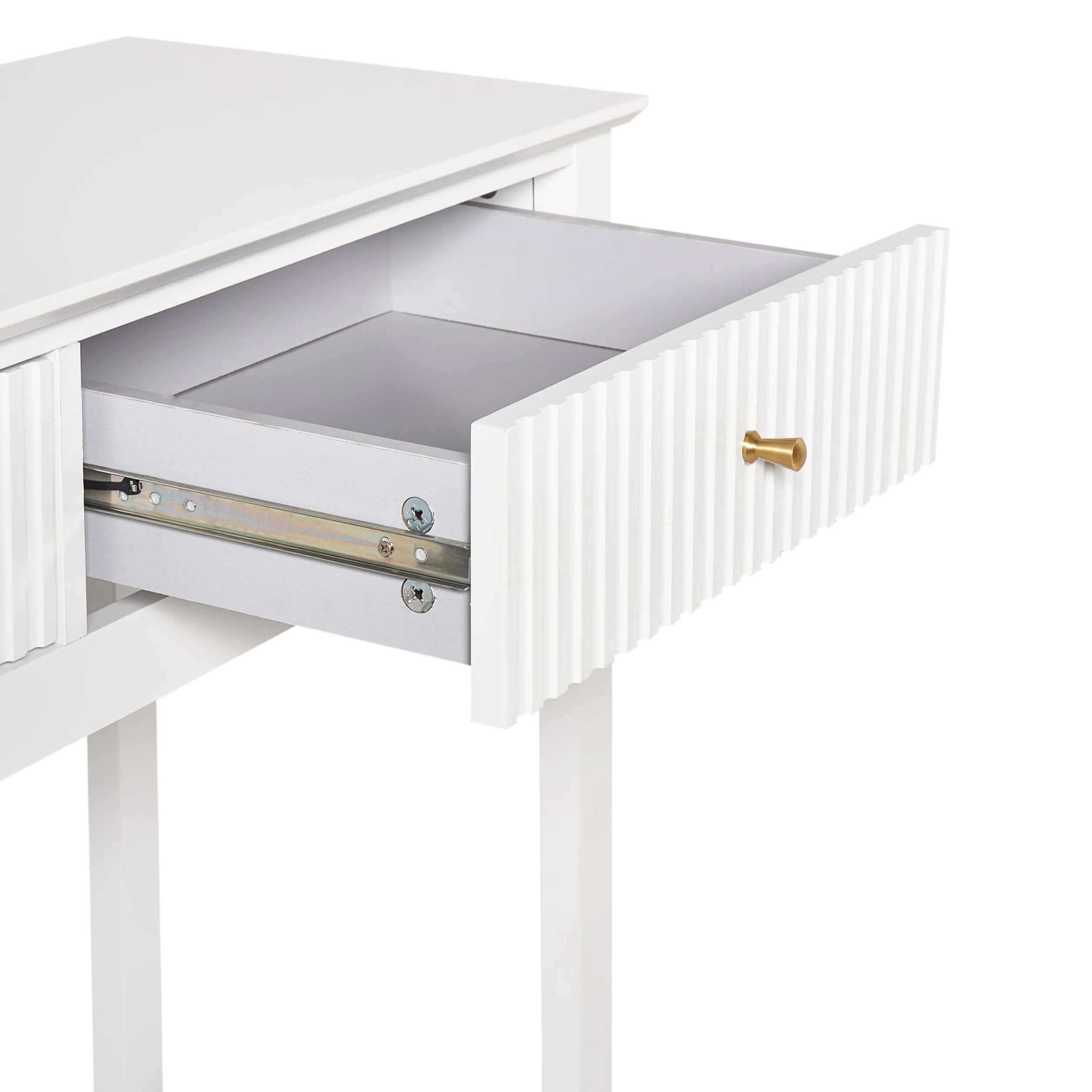 Beliani Consola de 2 cajones con 1 Estante de MDF Asas Doradas salón Blanco Assisi