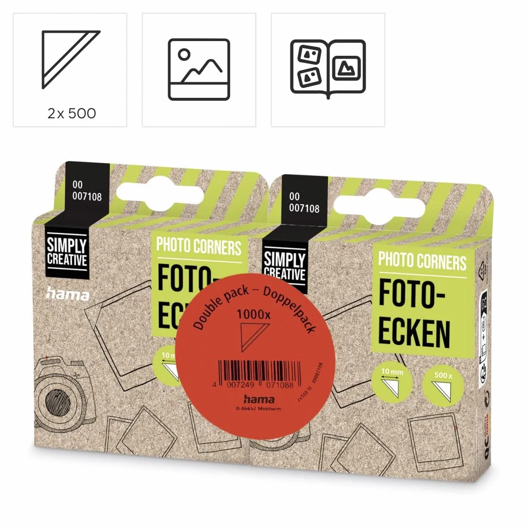 Hama | Esquinas Autoadhesivas Para Fotos, Adhesivos Para Pegar Fotos, En Álbum de fotos, Pegafotos, Color Transparente