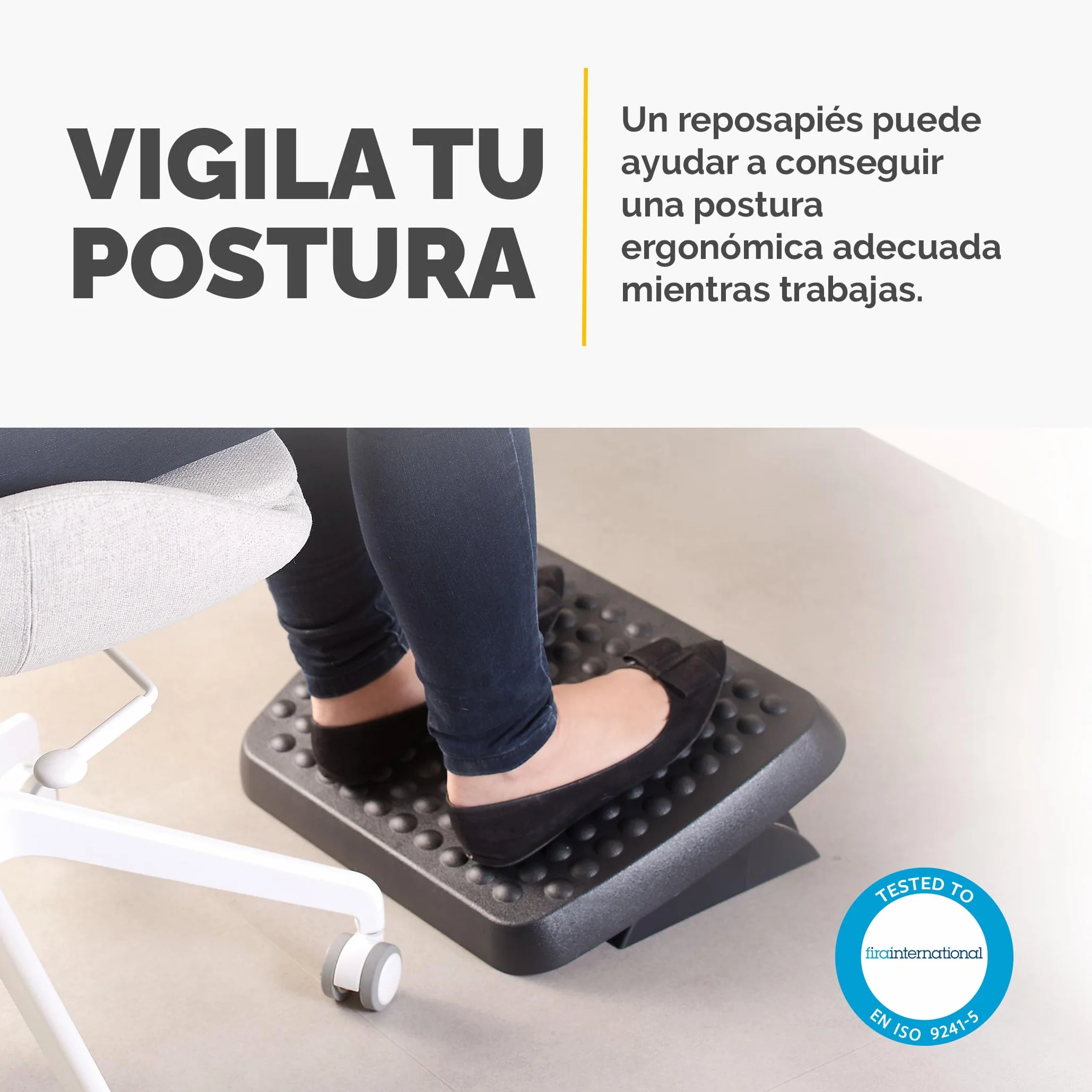 Fellowes Reposapiés Ergonómico Ajustable en Altura con Superficie de Masaje Antideslizante Negro