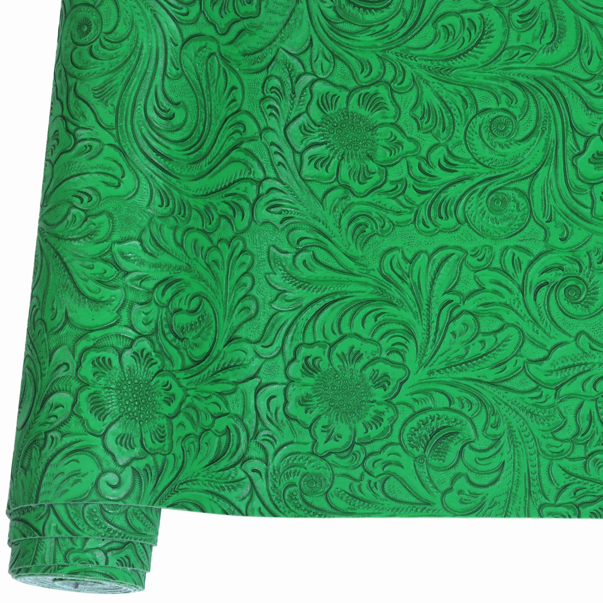 Ramya Hojas de piel sintética en relieve, tela de 30,5 x 134,6 cm, para manualidades, lazos de costura de cartera, pendientes de cuero (verde)