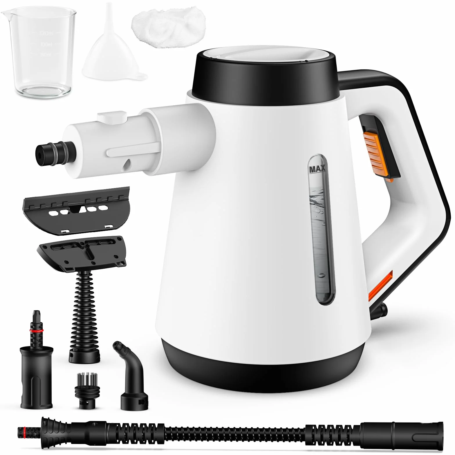 Limpiador de vapor 1200W calentamiento instantáneo 15 s 400 ml accesorios 9 piezas blanco
