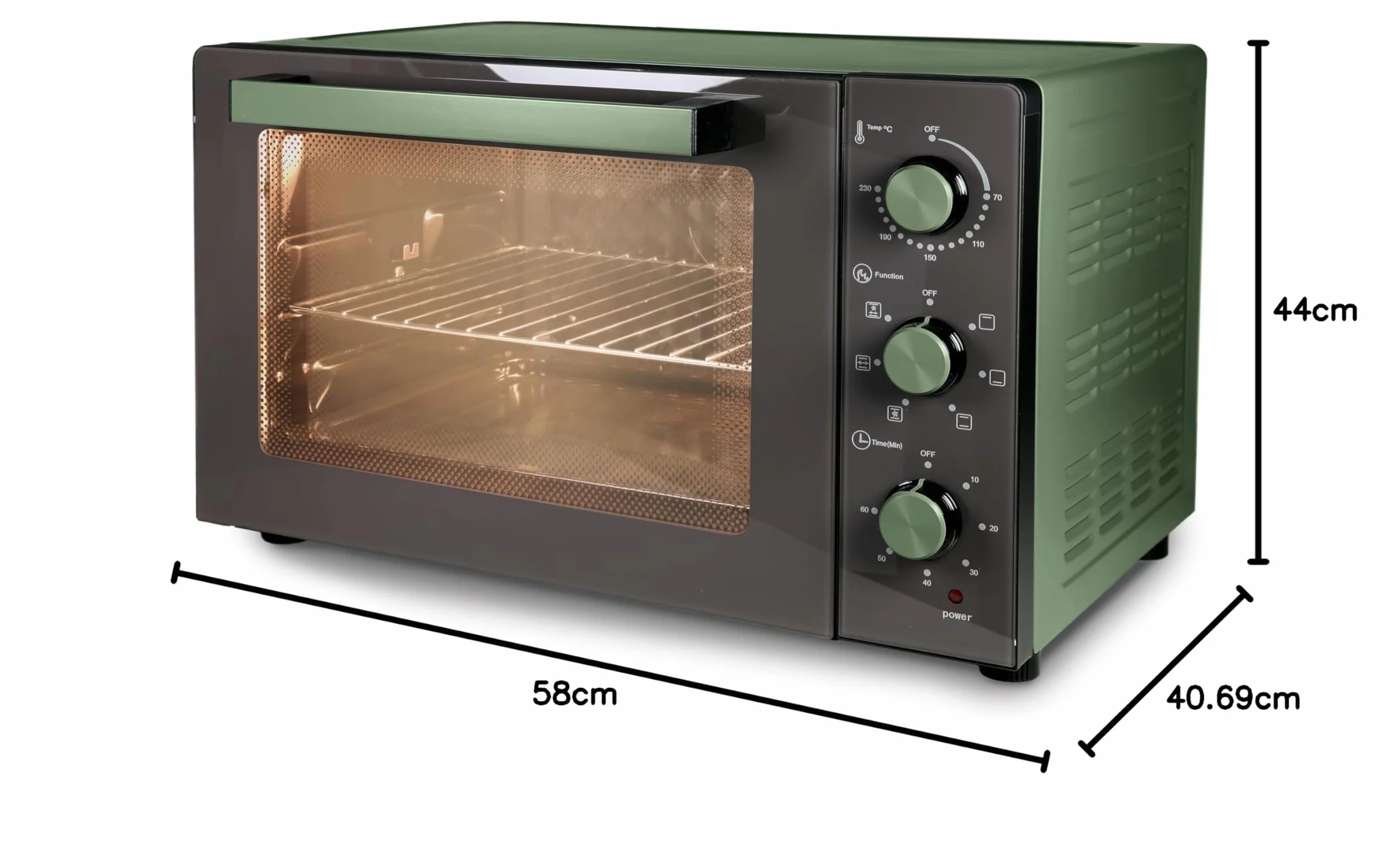 Tognana Iridea Horno eléctrico ventilado con paredes internas antiadherentes Verde Salvia