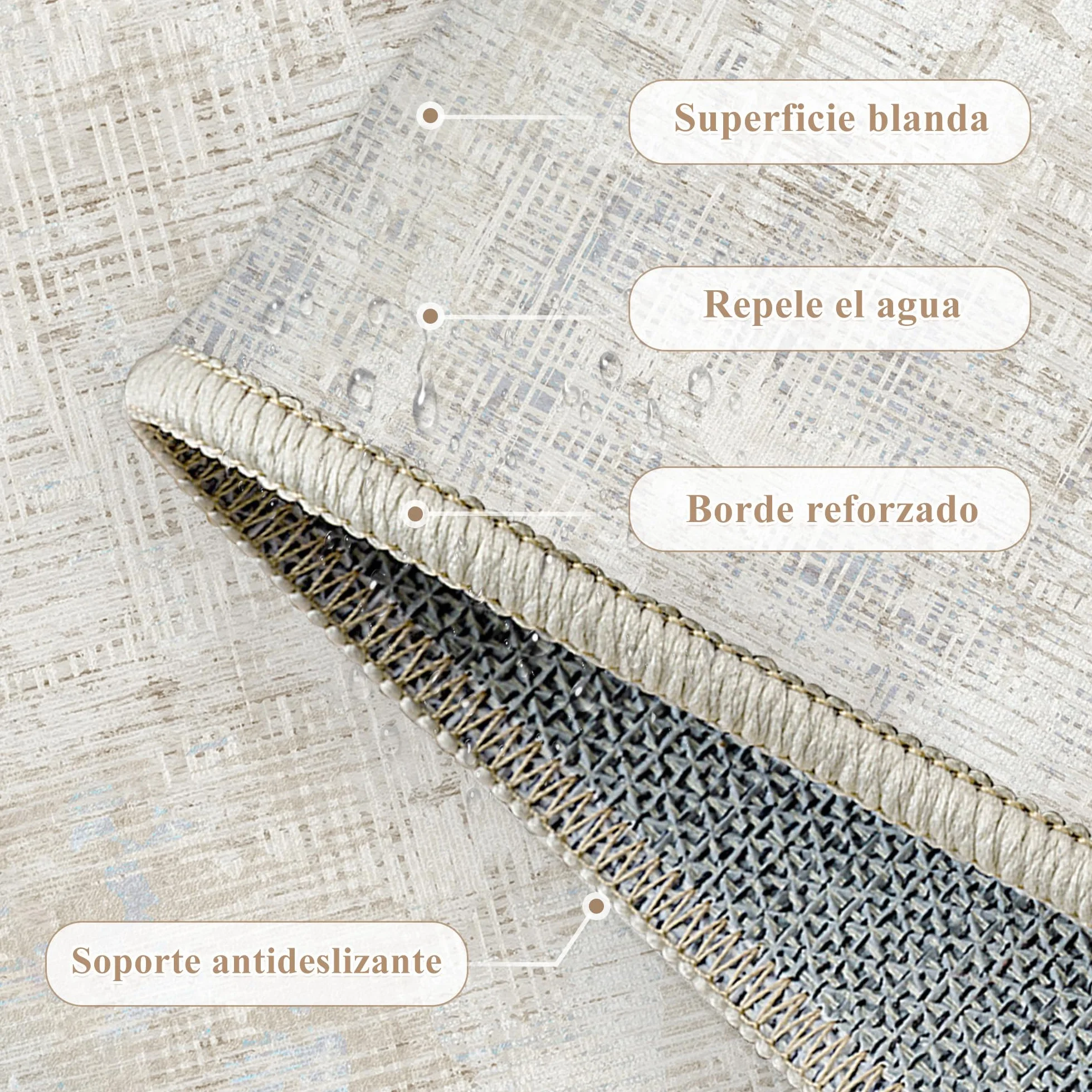 PureCozy Beige Alfombra Salon 200x300cm Habitacion Grandes Alfombras Moderna Antideslizante Lavable Lavadora Abstractas Carpete Dormitorio Sala Comedor Pie Cama Pelo Corto Carpet