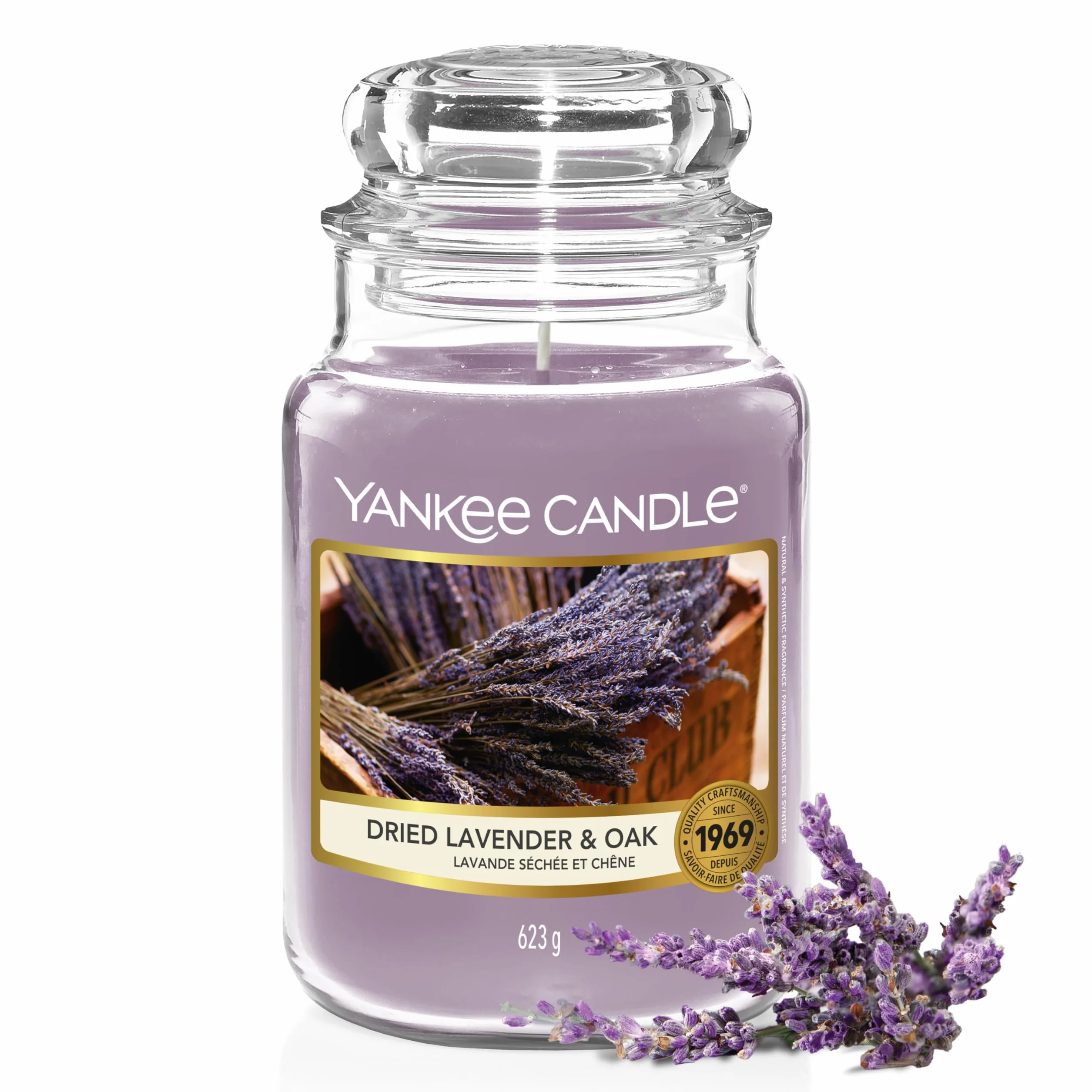 Yankee Candle Vela aromática tarro grande Dried Lavender & Oak 150 horas Regalos para mujeres