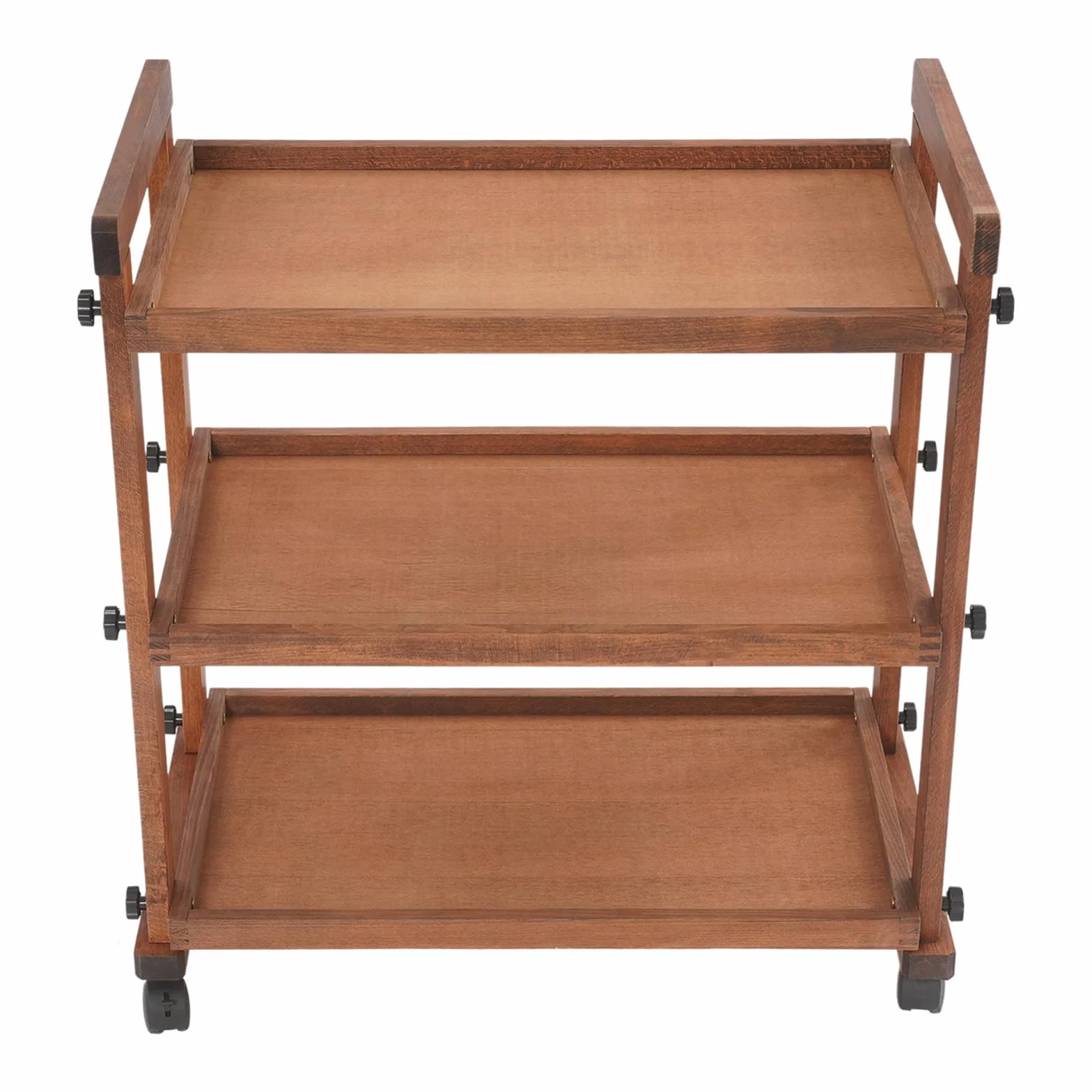 WooDerson Carro con ruedas, 3 niveles de madera, organizador de almacenamiento, carrito de madera para suministros de arte, carrito de almacenamiento multifuncional con ruedas y asas, capacidad de
