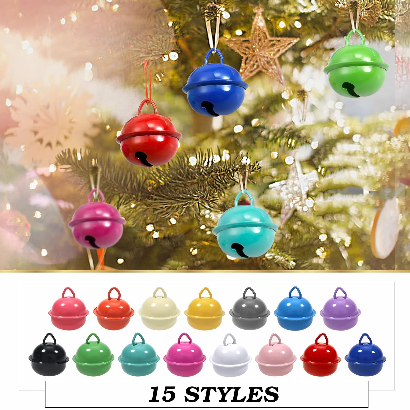 TOAOB 15 Piezas Cascabeles Manualidades 22 mm Campanas para Bricolaje Decoraciones Joyas