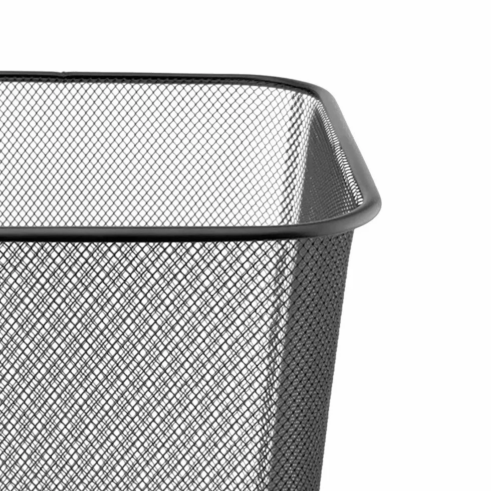 D.RECT Papelera Escritorio 18L Malla Metálica Negro