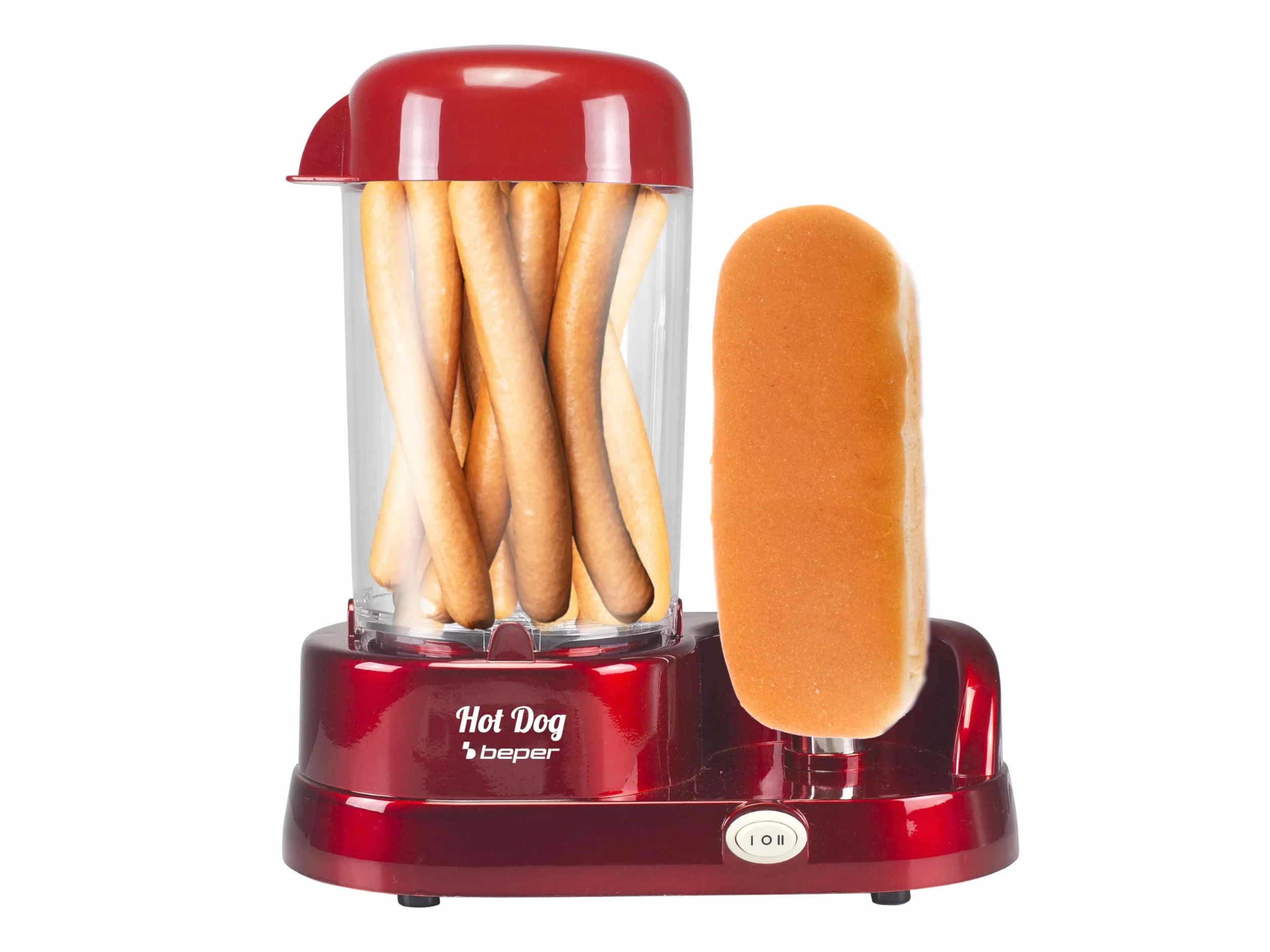 BEPER P101CUD501 Máquina de Perritos Calientes al Vapor, 350W, ABS, Rojo