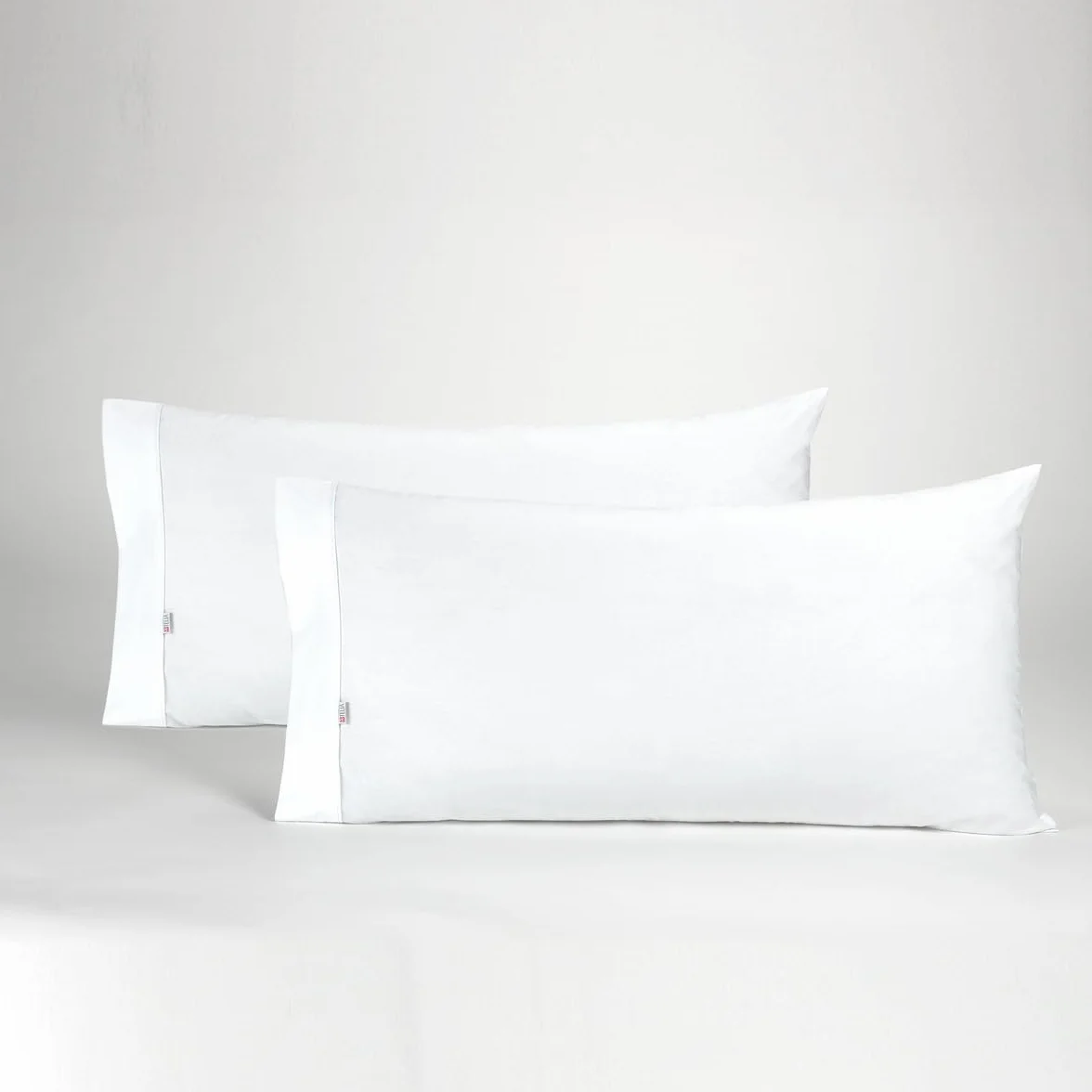 Pack de Dos Fundas de Almohada Blanco 45x90 cm 144 Hilos Suave Resistente Duradera
