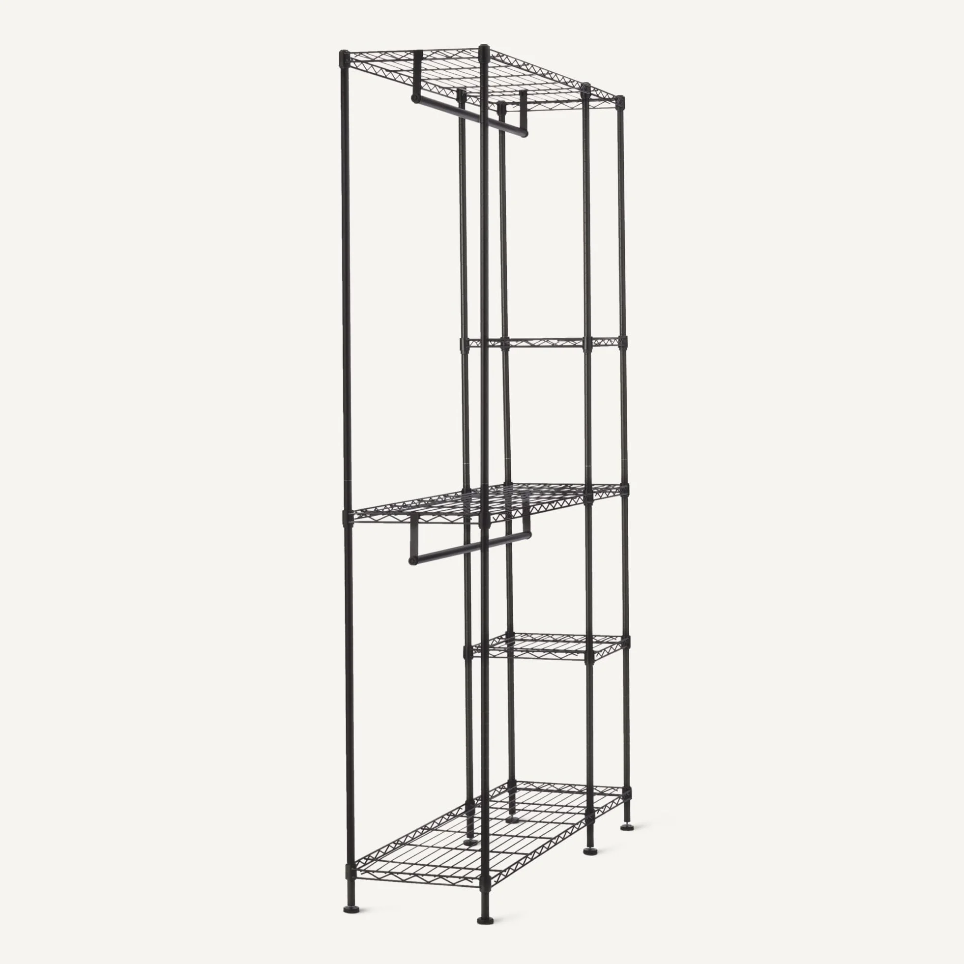 Amazon Basics Metalen opbergorganizer hangrek kledingkast met planken Negro 114 x 36 x 193 cm