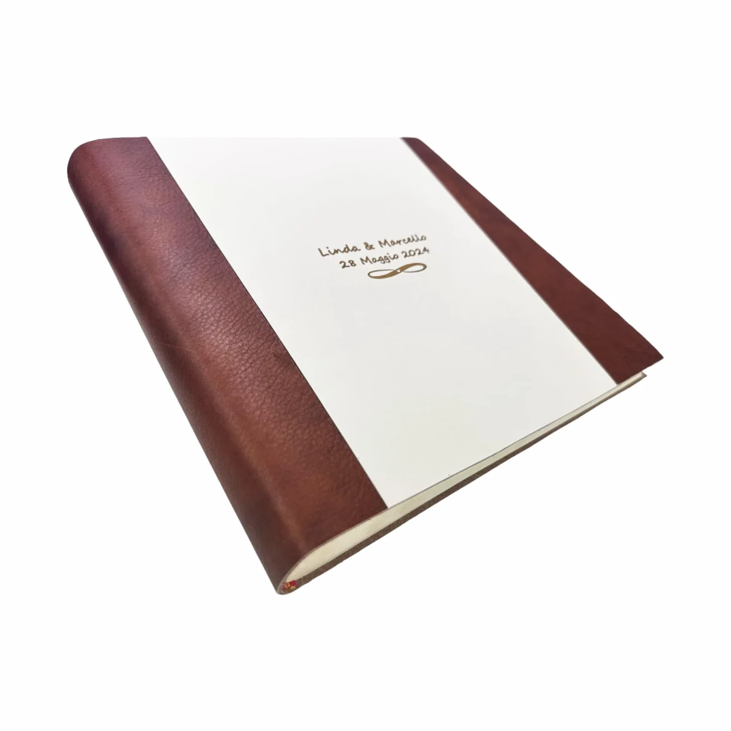 Álbum fotográfico artesanal – Roma Cuero – de auténtico cuero con inserciones de piel sintética, personalizable clásico con papel de seda, para boda, cumpleaños, regalo, boda, aniversario (té/crema)