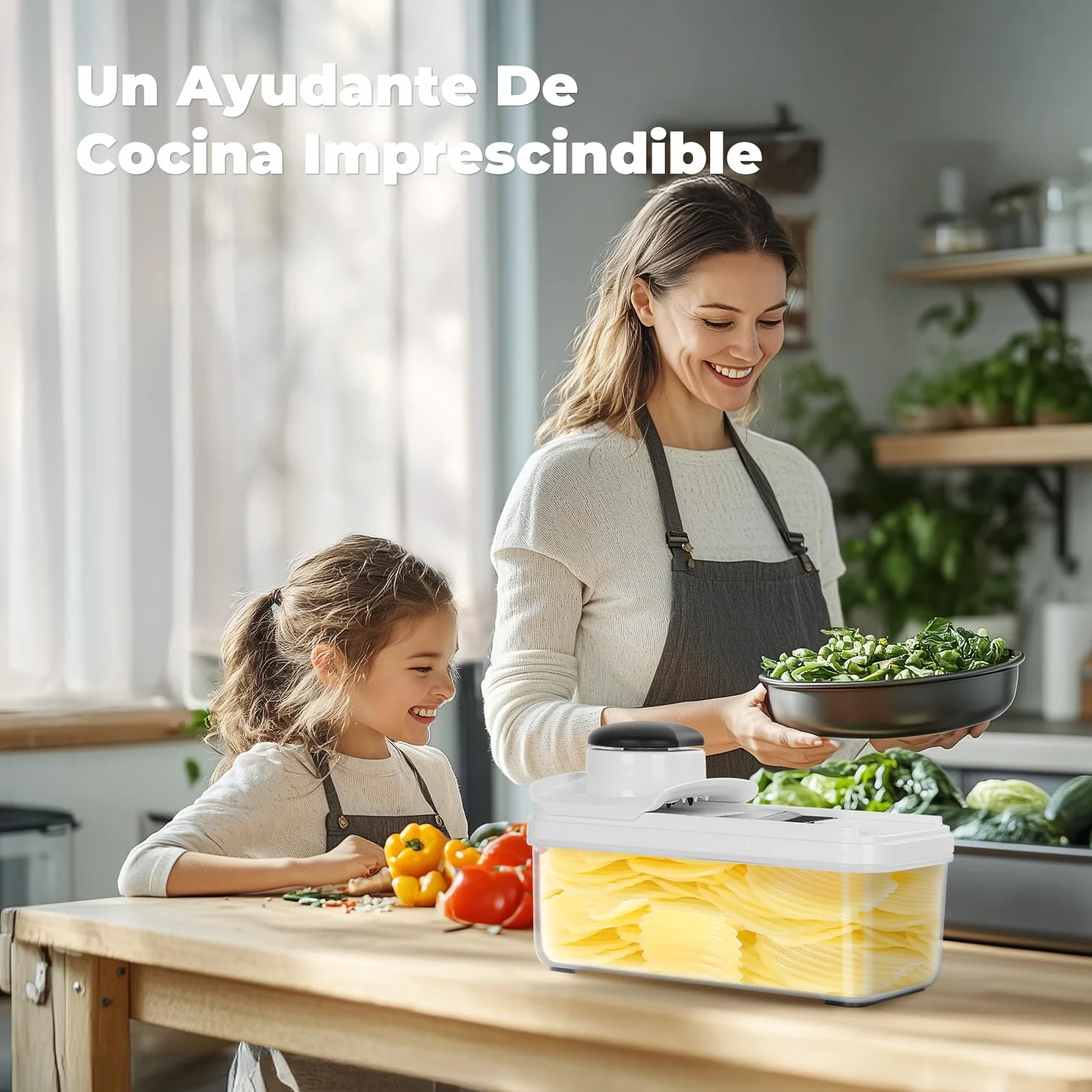 Mandolina de Cocina Profesional, Cortador de Verdura, Rallador de Verduras con 5 Cuchillas Afiladas Intercambiables, Cortador de Patatas Tomates Pepinos Queso Frutas（Negro）