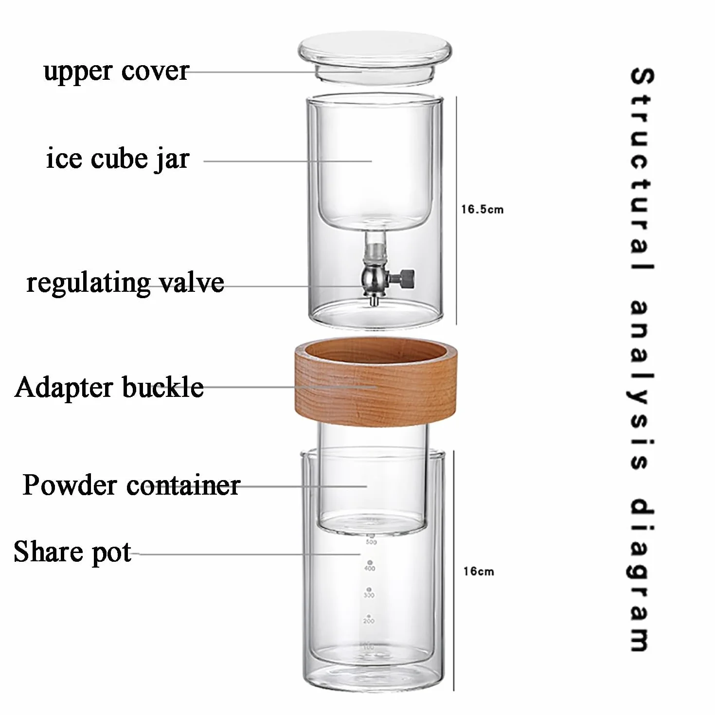 Cafetera Cold Brew – Gotero de vidrio de borosilicato alto con válvula reguladora de caudal, ideal para el hogar o cafetería