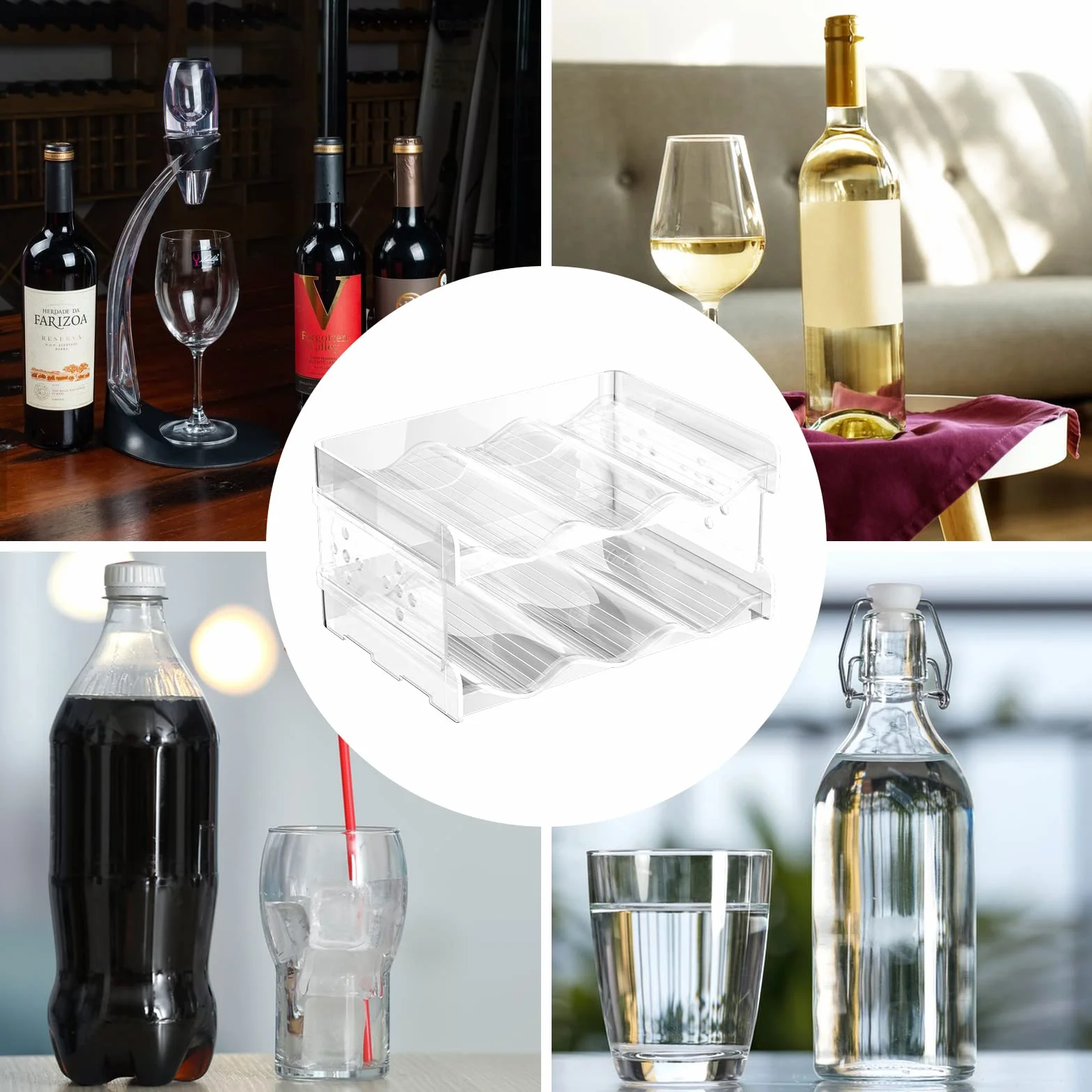 Relota Botellero Apilable 2 Piezas, Wine Rack Standing para hasta 6 Botellas, Vino