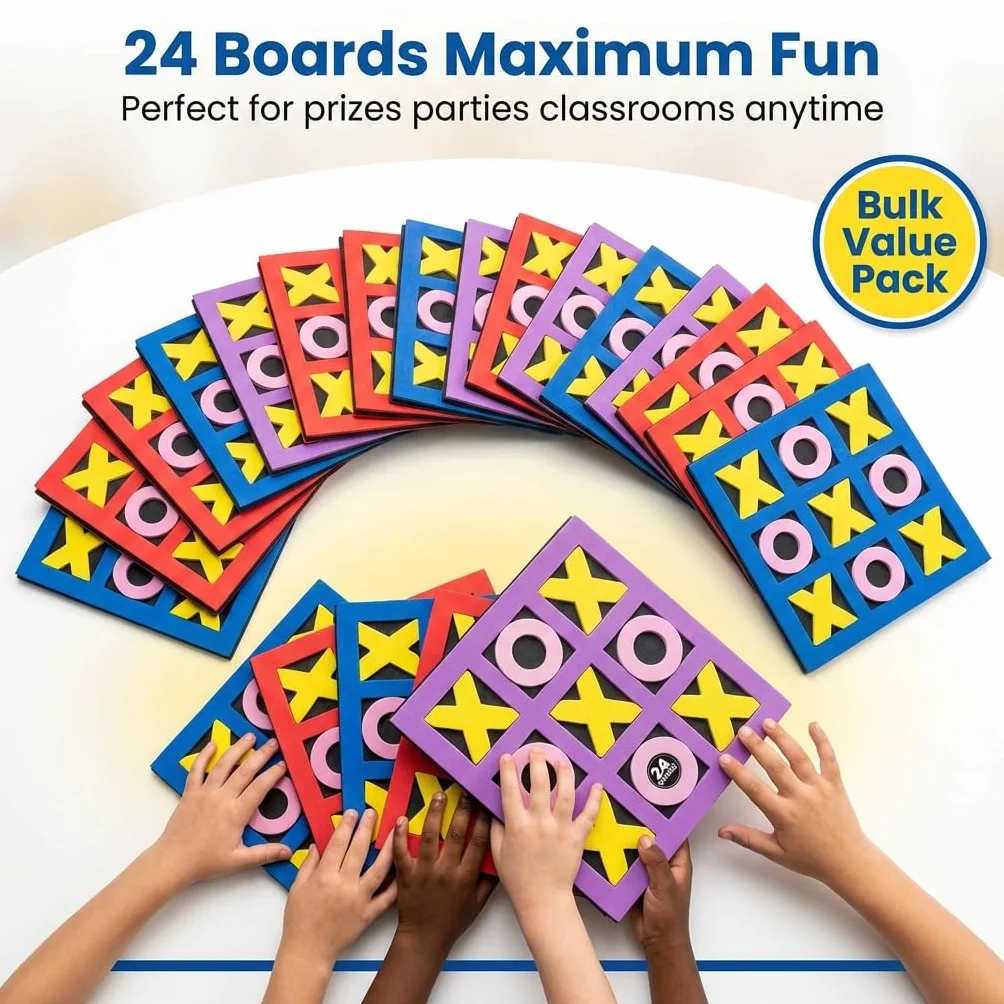 Juego de Tres en Raya Bedwina 24 pzas, Mini Tablero de Espuma 12,7 cm para Niños